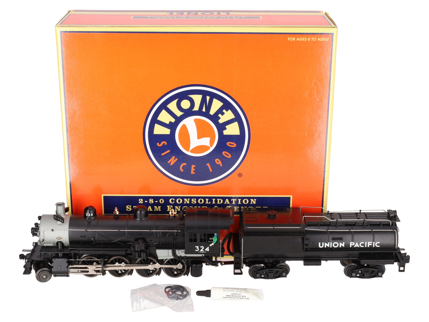 Lionel 6-28038 O Union Pacific 2-8-0 Consolidation Steam Loco & Tender #324 EX/Box