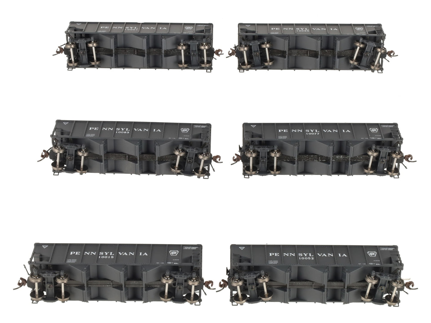 Broadway Limited 808 HO Scale PRR H2A 3-Bay Hopper 6-Pack Set A EX/Box