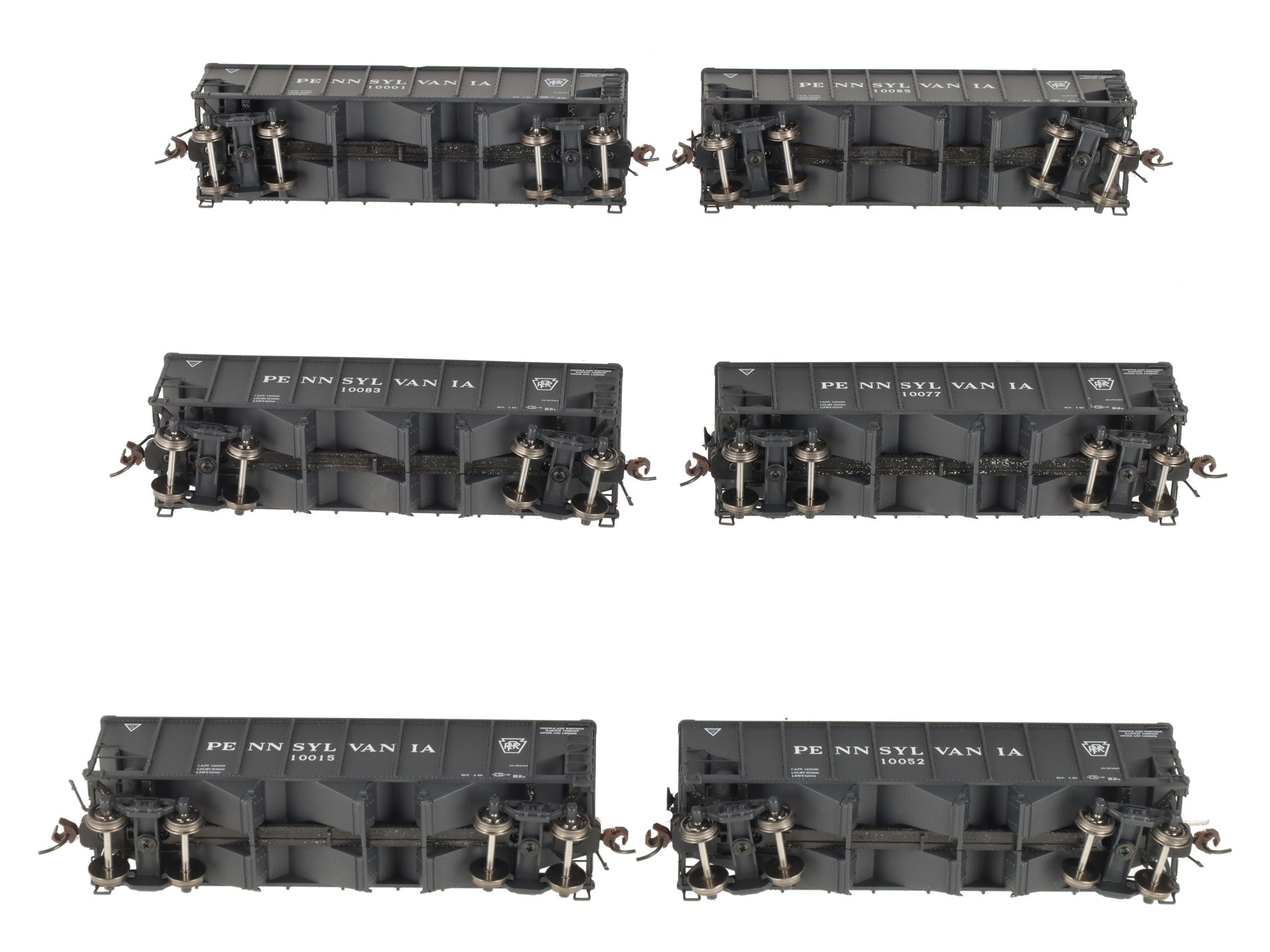 Broadway Limited 808 HO Scale PRR H2A 3-Bay Hopper 6-Pack Set A EX/Box