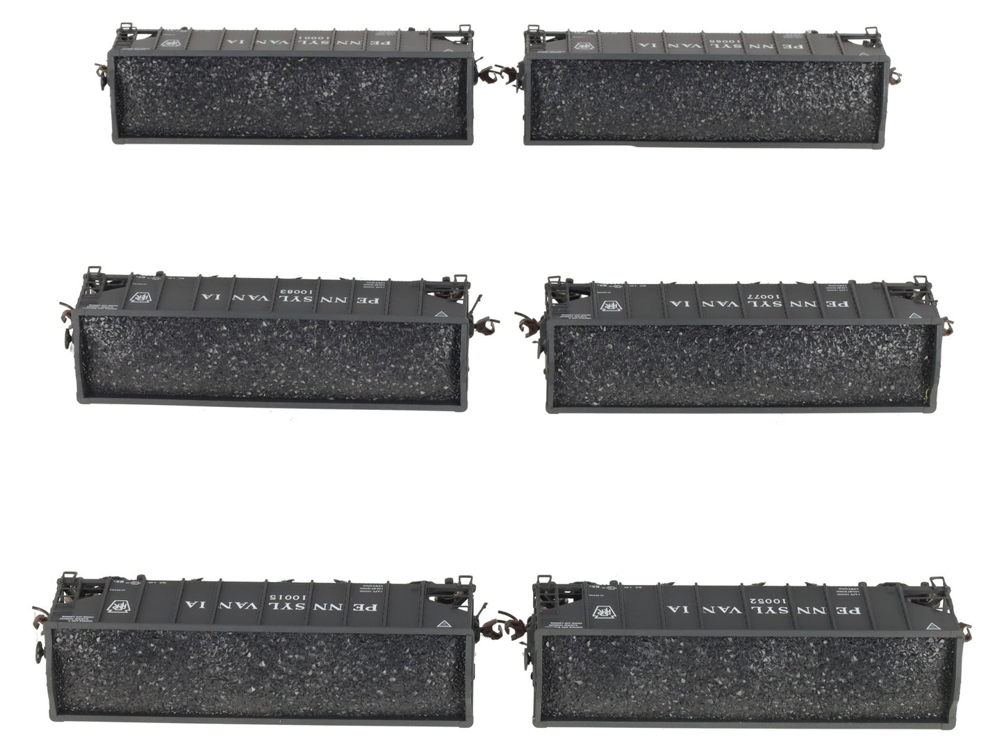 Broadway Limited 808 HO Scale PRR H2A 3-Bay Hopper 6-Pack Set A EX/Box