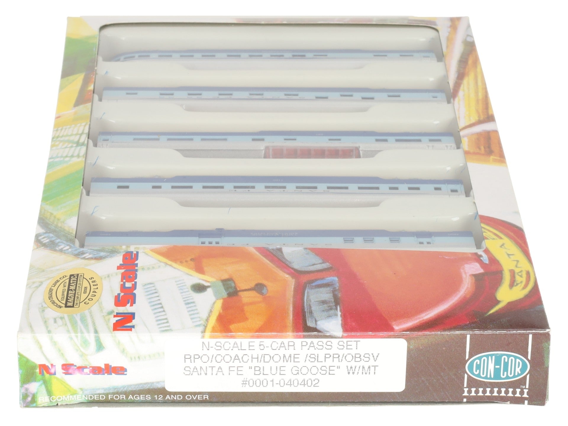 Con-Cor 40402 N Scale Atchison Topeaka Santa Fe Passenger Car Set (5) EX/Box