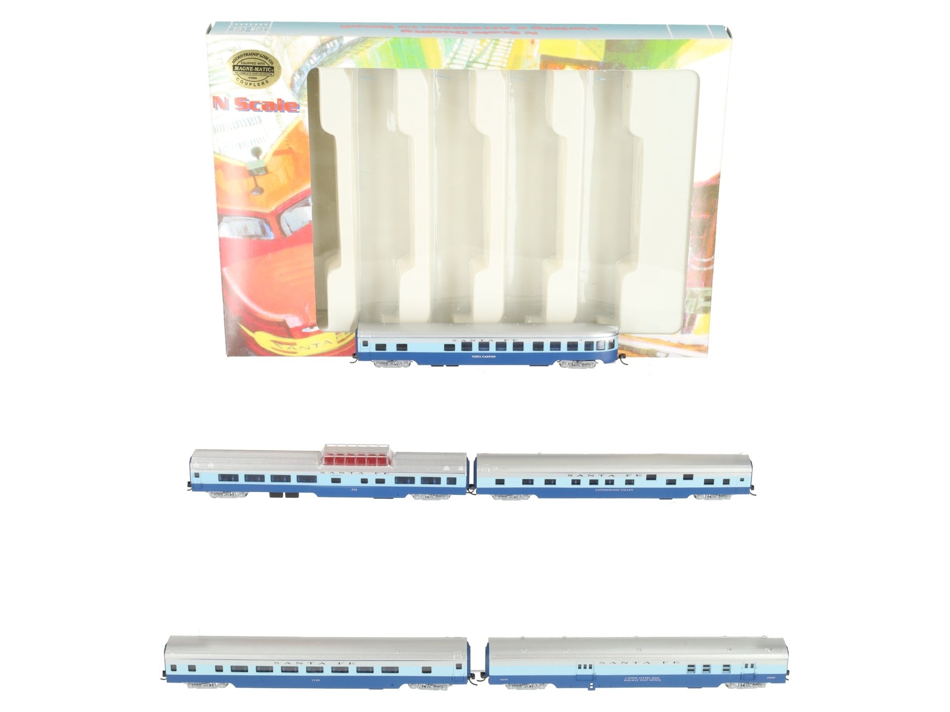Con-Cor 40402 N Scale Atchison Topeaka Santa Fe Passenger Car Set (5) EX/Box