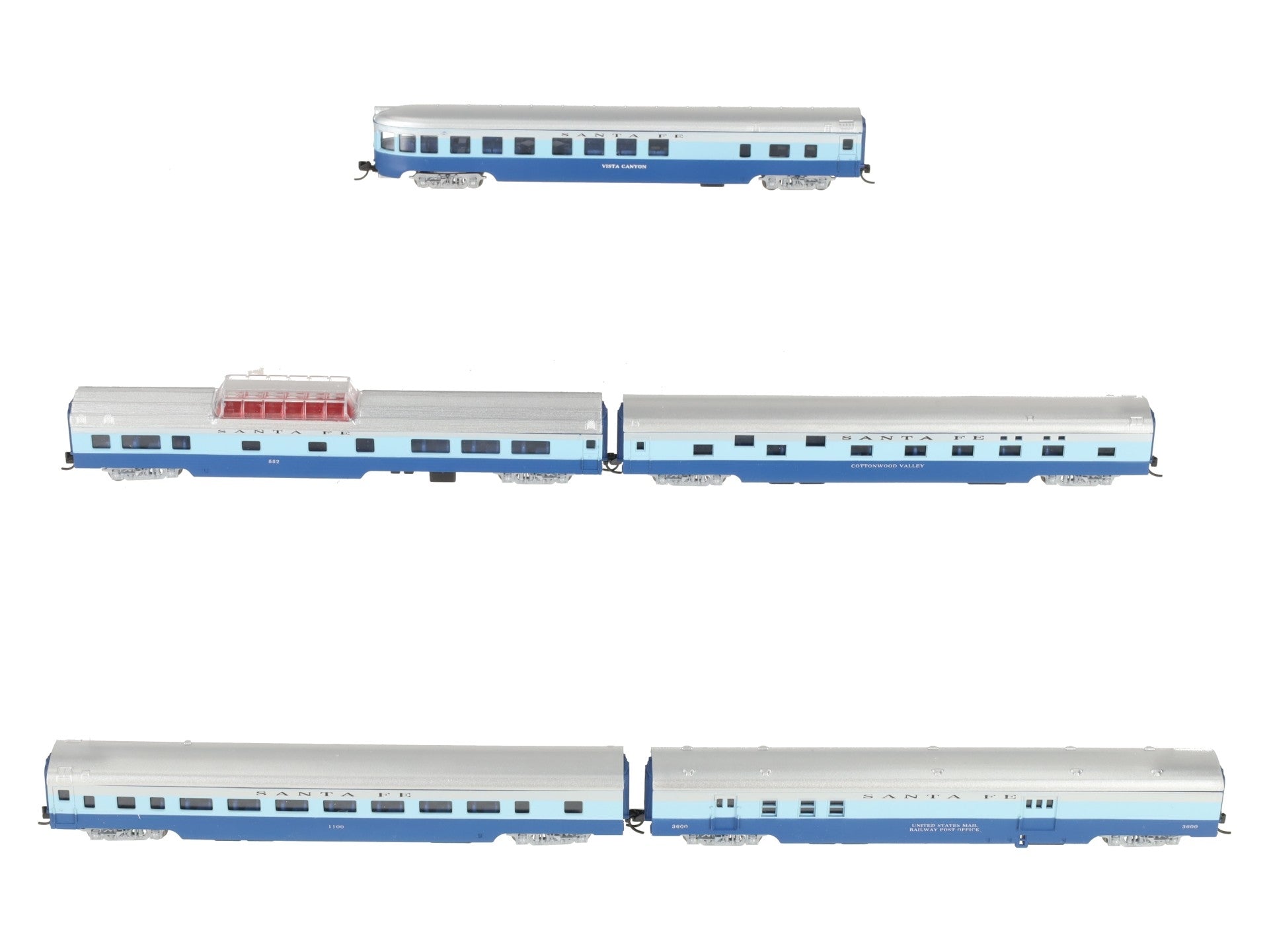 Con-Cor 40402 N Scale Atchison Topeaka Santa Fe Passenger Car Set (5) EX/Box