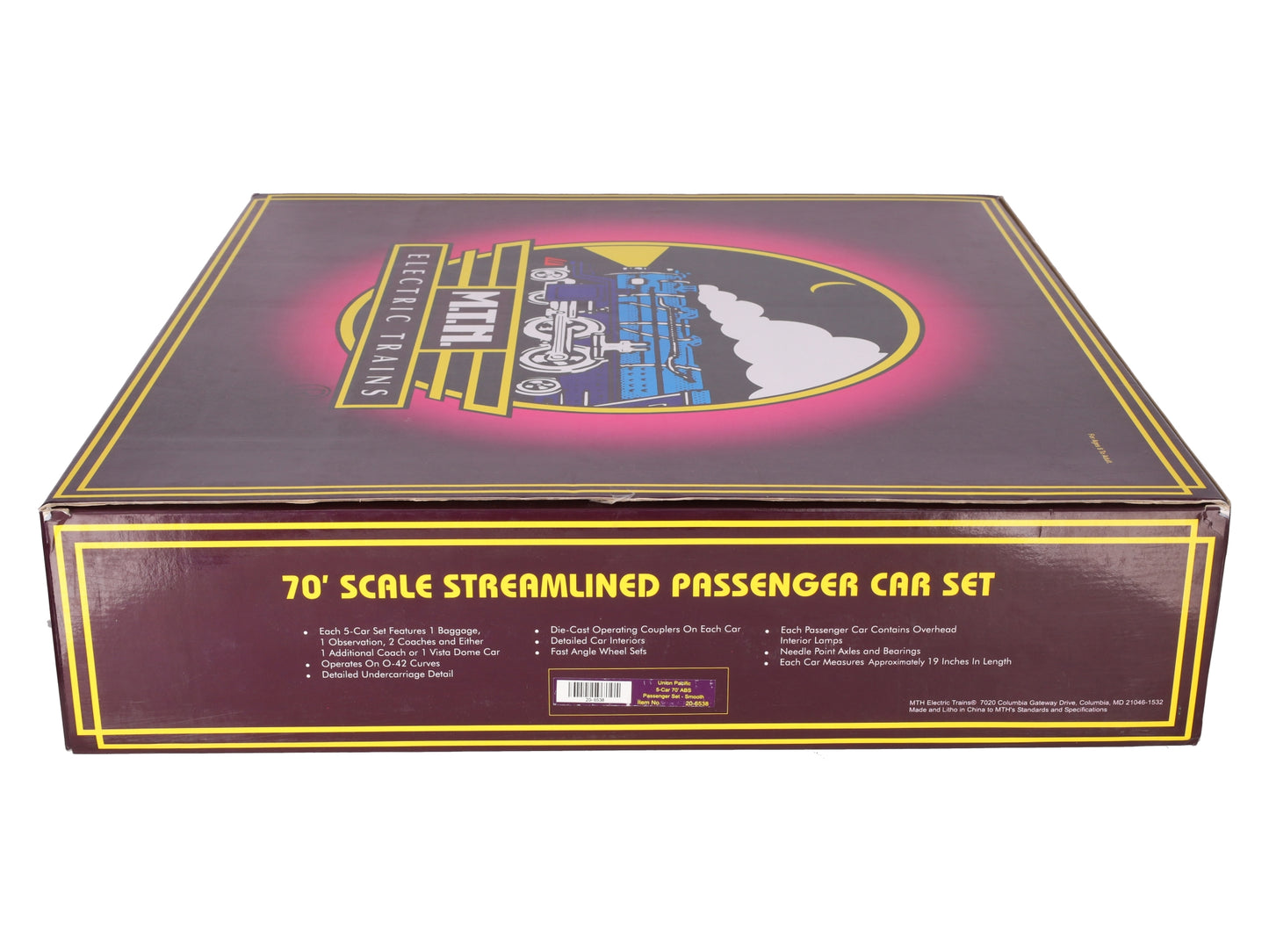 MTH 20-6538 O Gauge Union Pacific 70' Streamlined Passenger Car Set (Set of 5) VG/Box