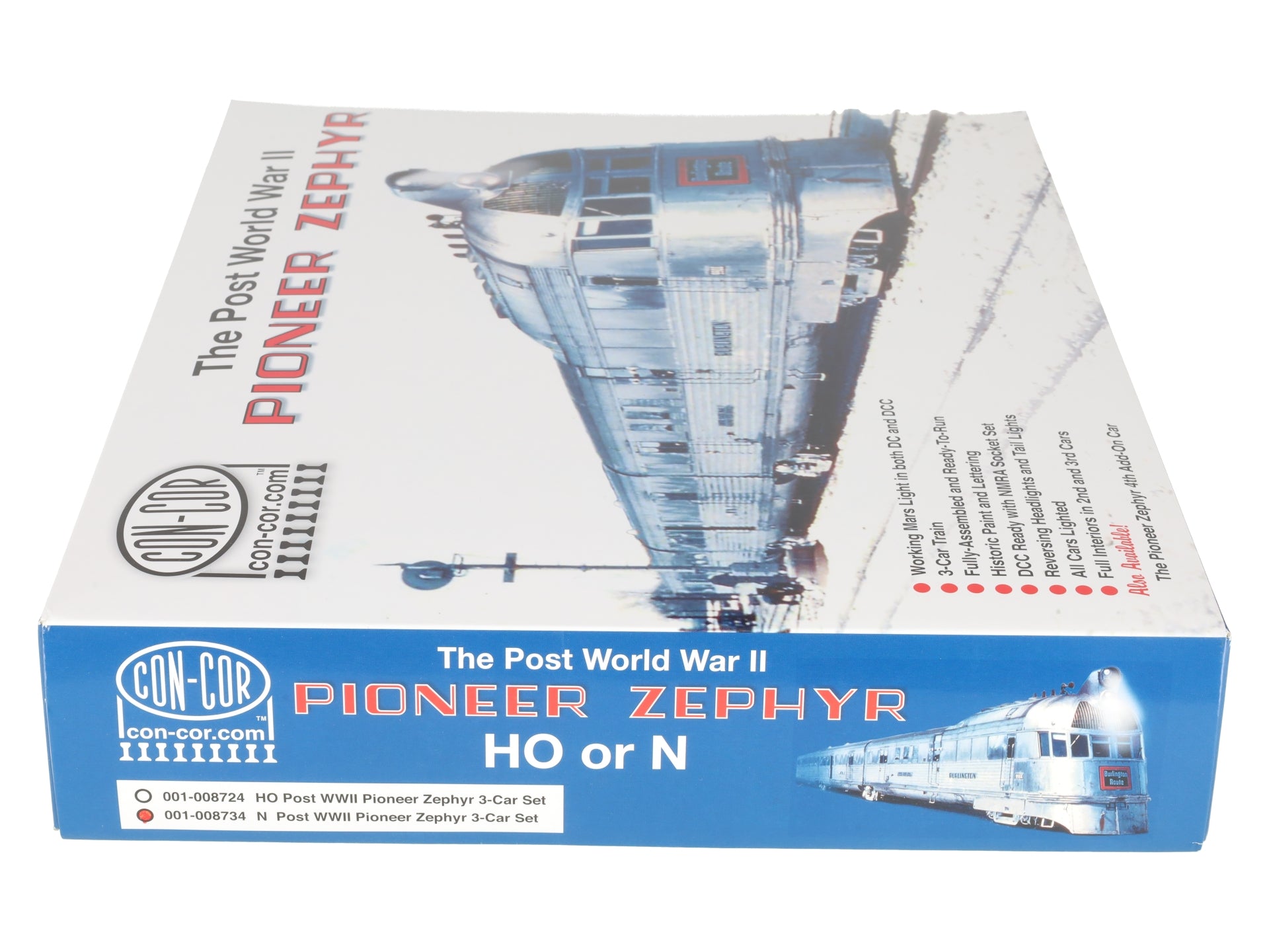 Con-Cor 001-008734 N Scale Post WWII Pioneer Zephyr Diesel Train Set EX/Box