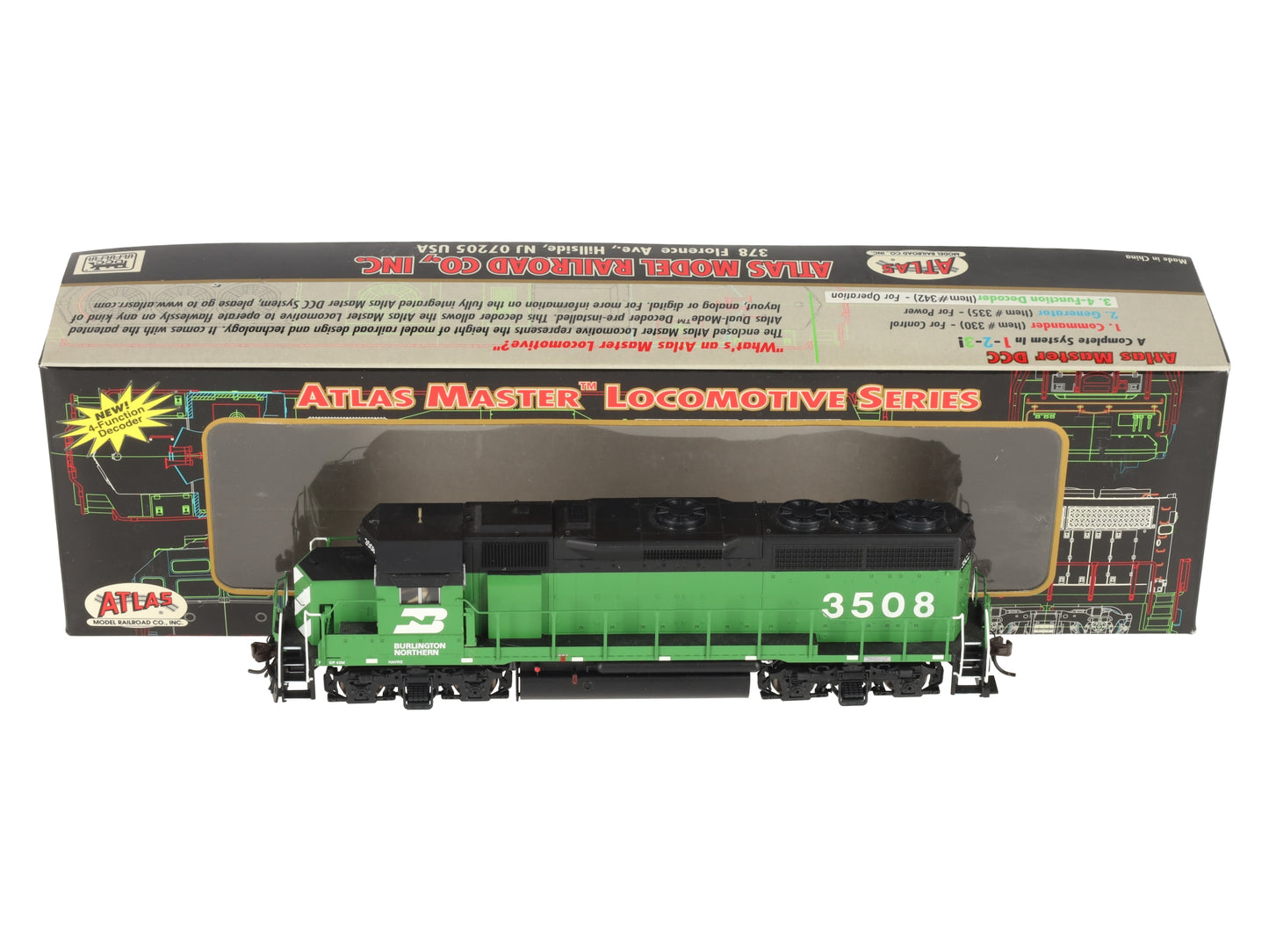 Atlas 9705 HO Scale Burlington Northern GP-40 Diesel Locomotive #3508 w/DCC EX/Box