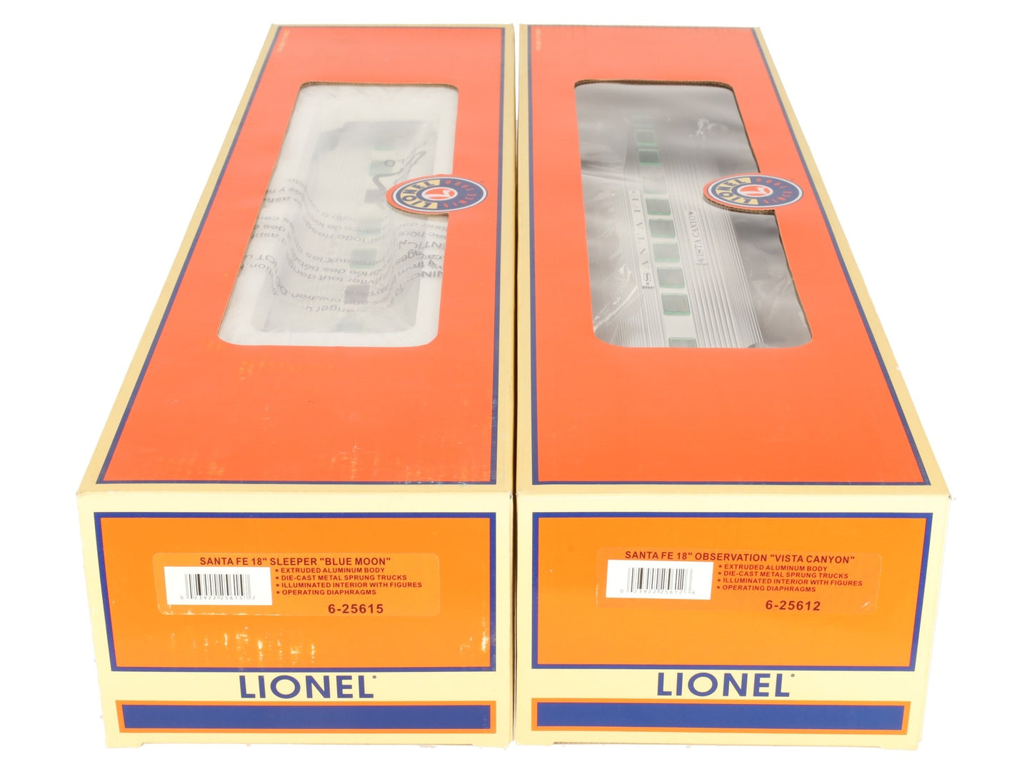 Lionel 6-25613 Santa Fe Super Chief 18" Passenger Car Set VG/Box