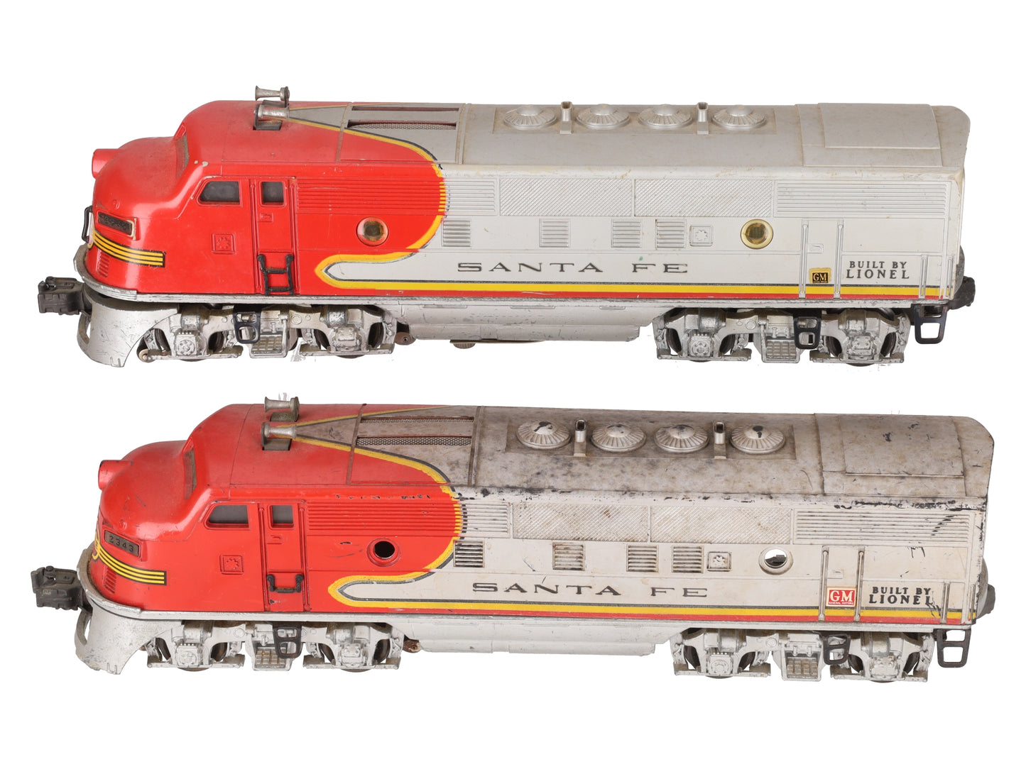 Lionel 2343 Vintage O Gauge Santa Fe F3 AA Diesel Locomotive Set VG
