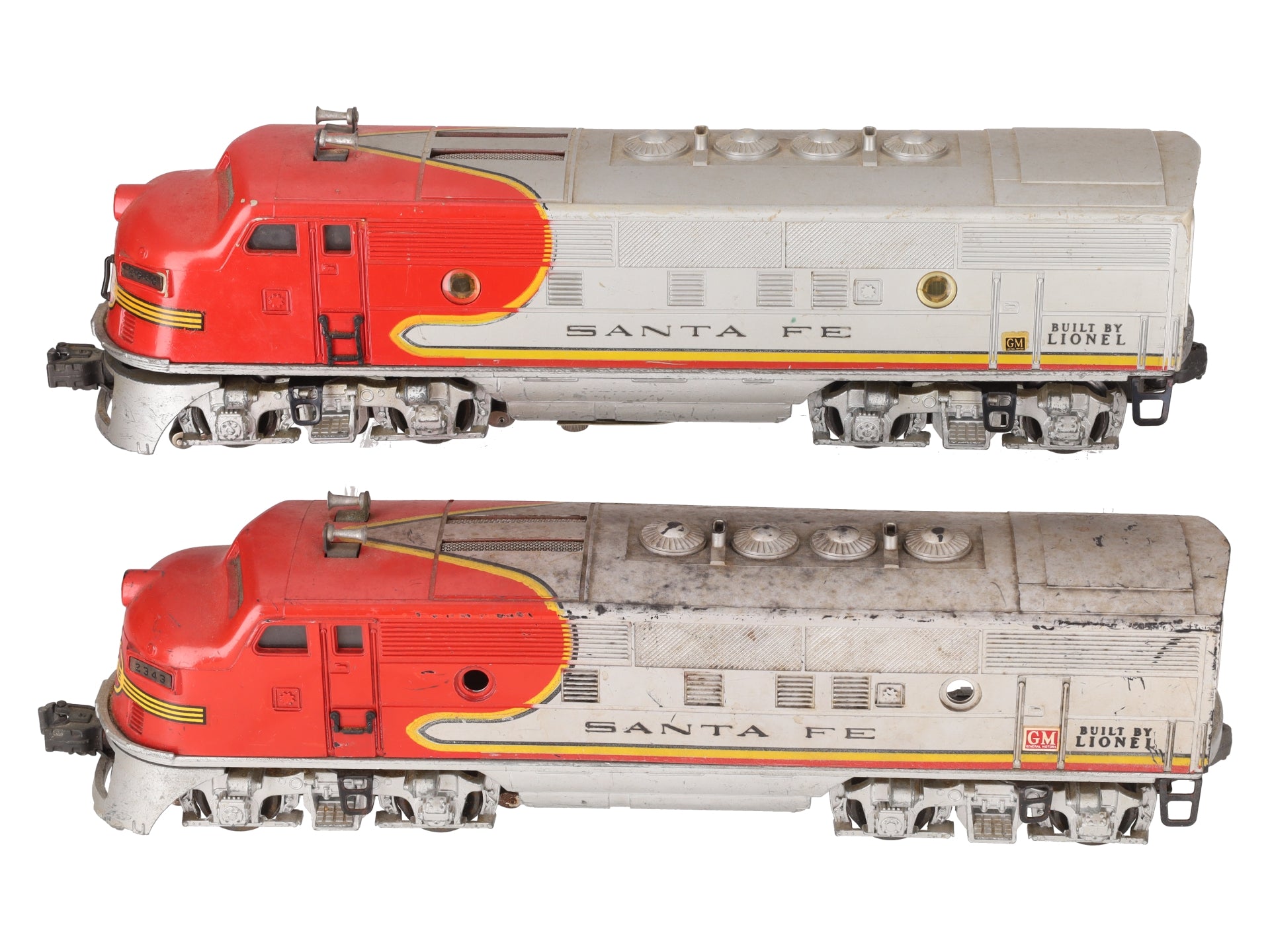 Lionel 2343 Vintage O Gauge Santa Fe F3 AA Diesel Locomotive Set VG