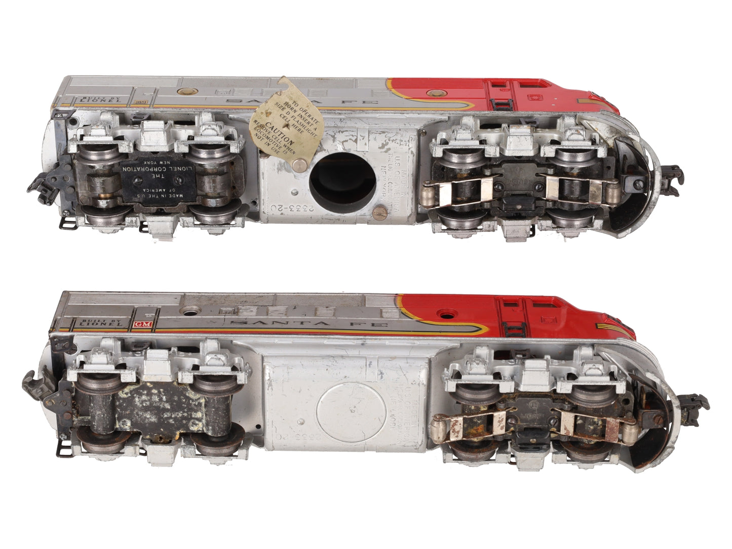 Lionel 2343 Vintage O Gauge Santa Fe F3 AA Diesel Locomotive Set VG