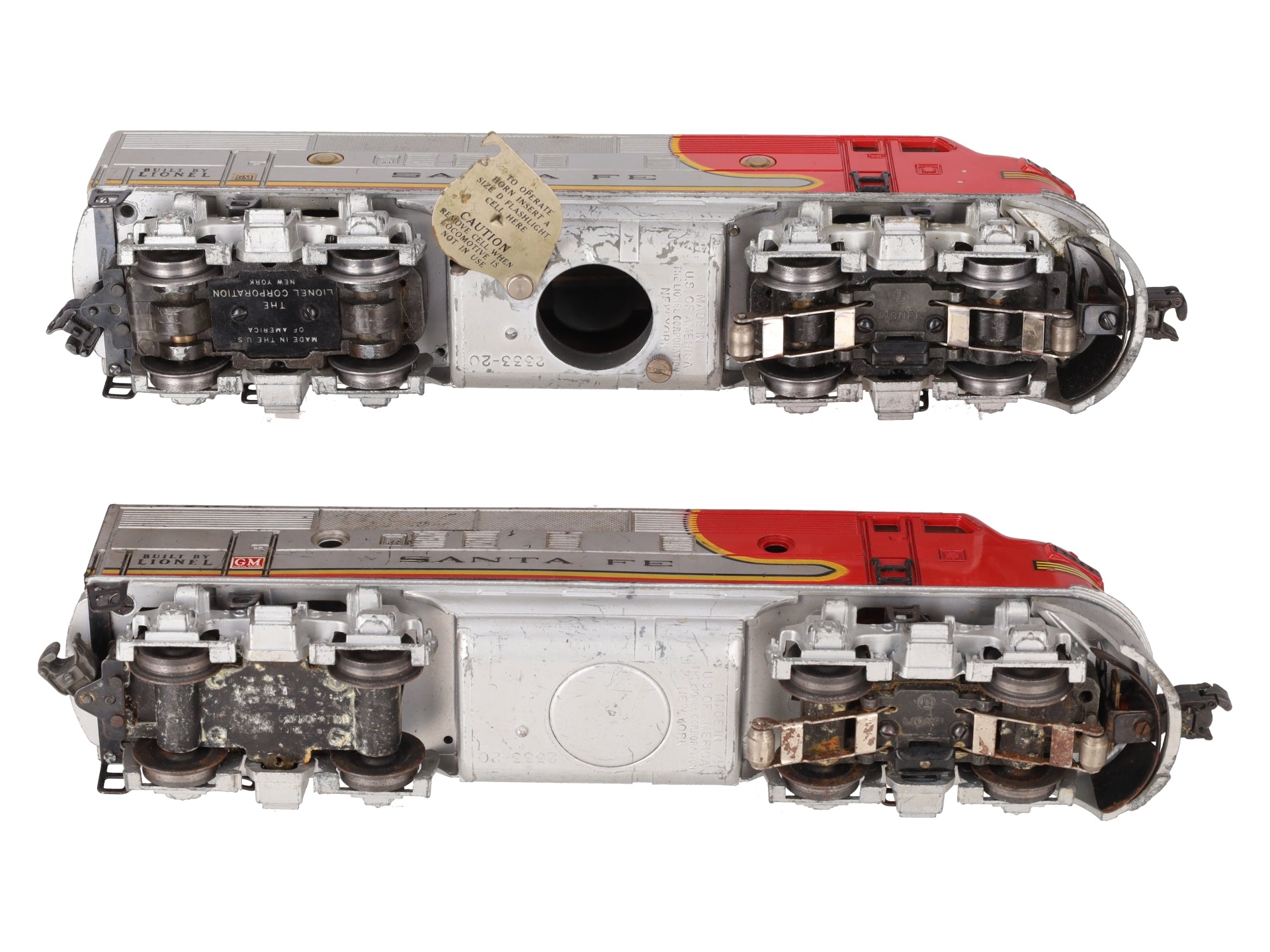 Lionel 2343 Vintage O Gauge Santa Fe F3 AA Diesel Locomotive Set VG