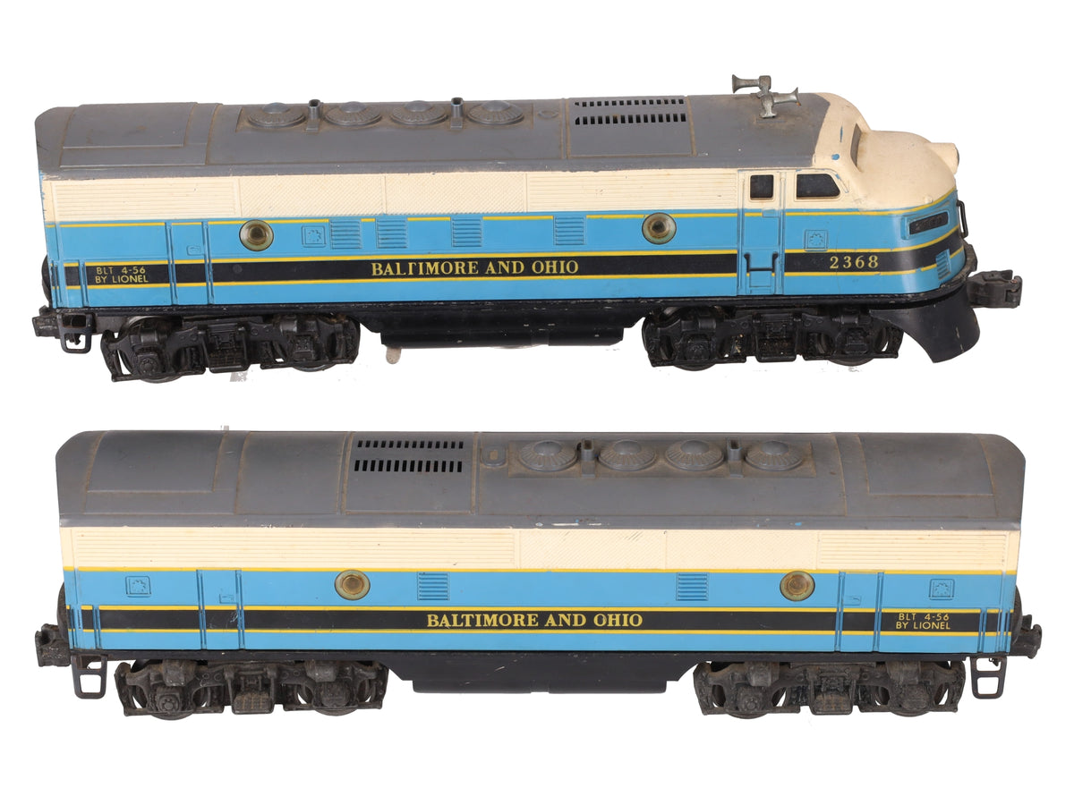 Lionel 2368 Vintage O Baltimore & Ohio F3 AB Diesel Locomotives VG