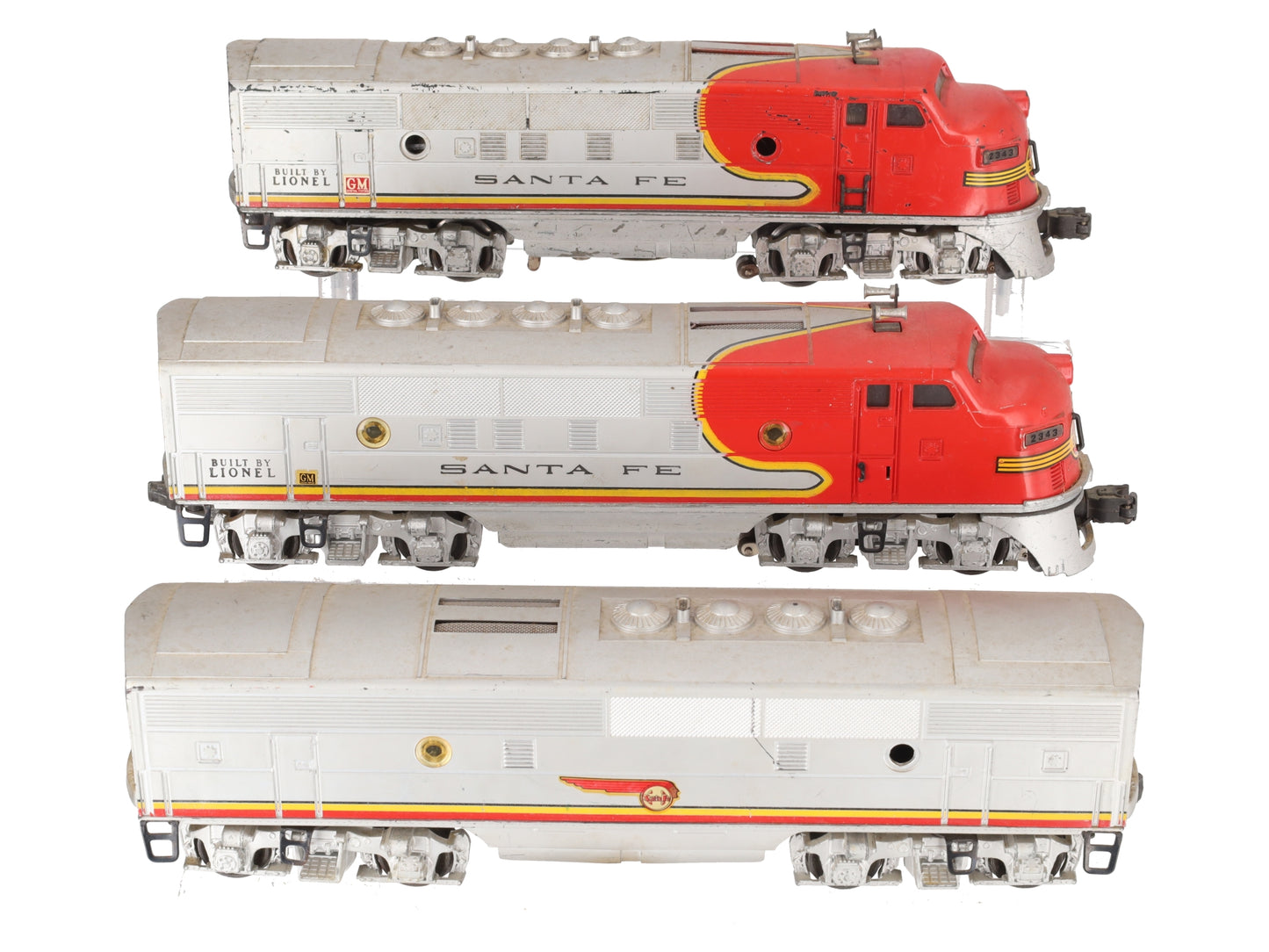 Lionel 2343 Vintage O Santa Fe F3 ABA Diesel Locomotive Set VG