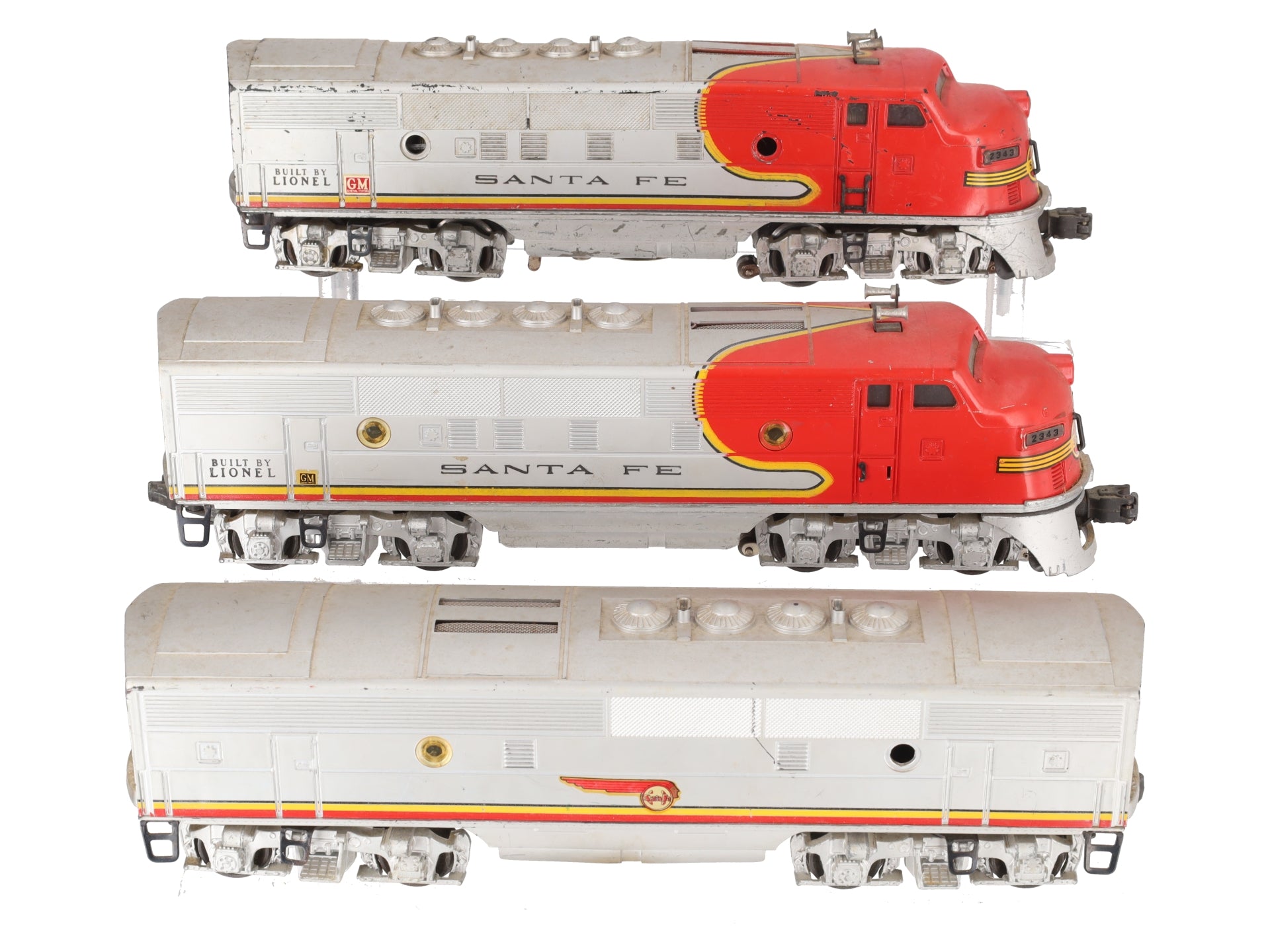 Lionel 2343 Vintage O Santa Fe F3 ABA Diesel Locomotive Set VG