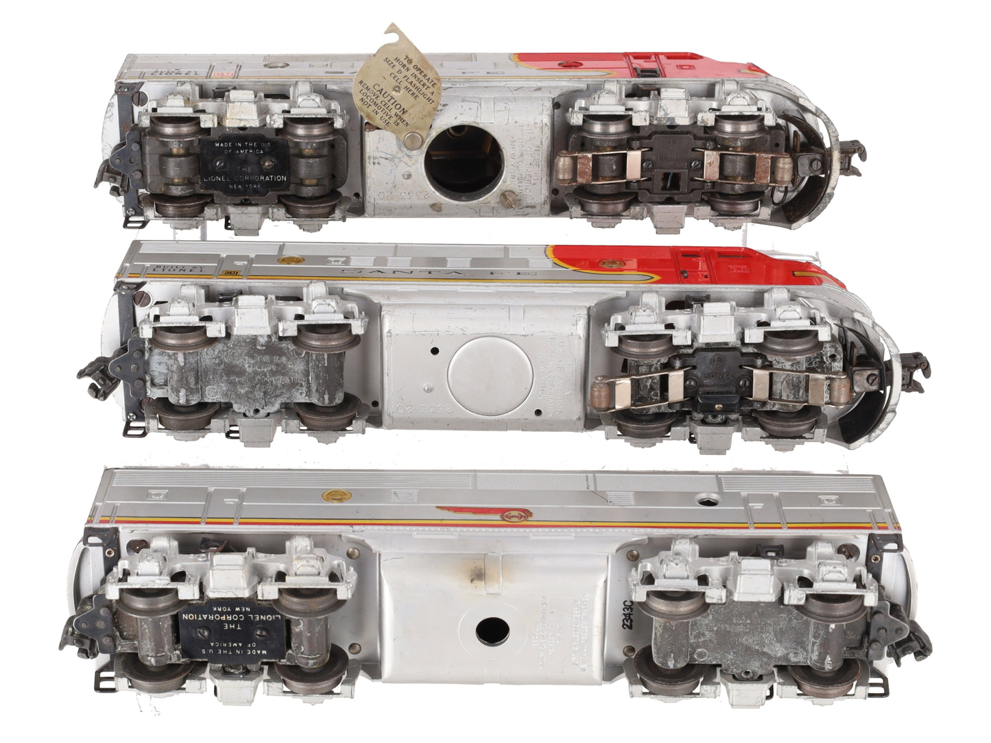 Lionel 2343 Vintage O Santa Fe F3 ABA Diesel Locomotive Set VG