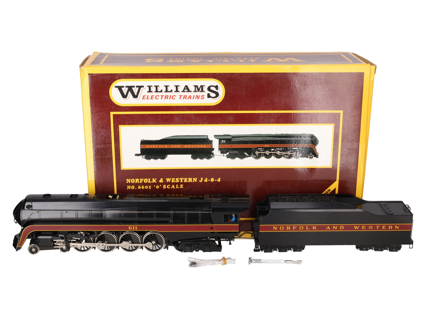 Williams 6601 O Brass Norfolk & Western 4-8-4 Steam Locomotive & Tender - 2 Rail EX/Box