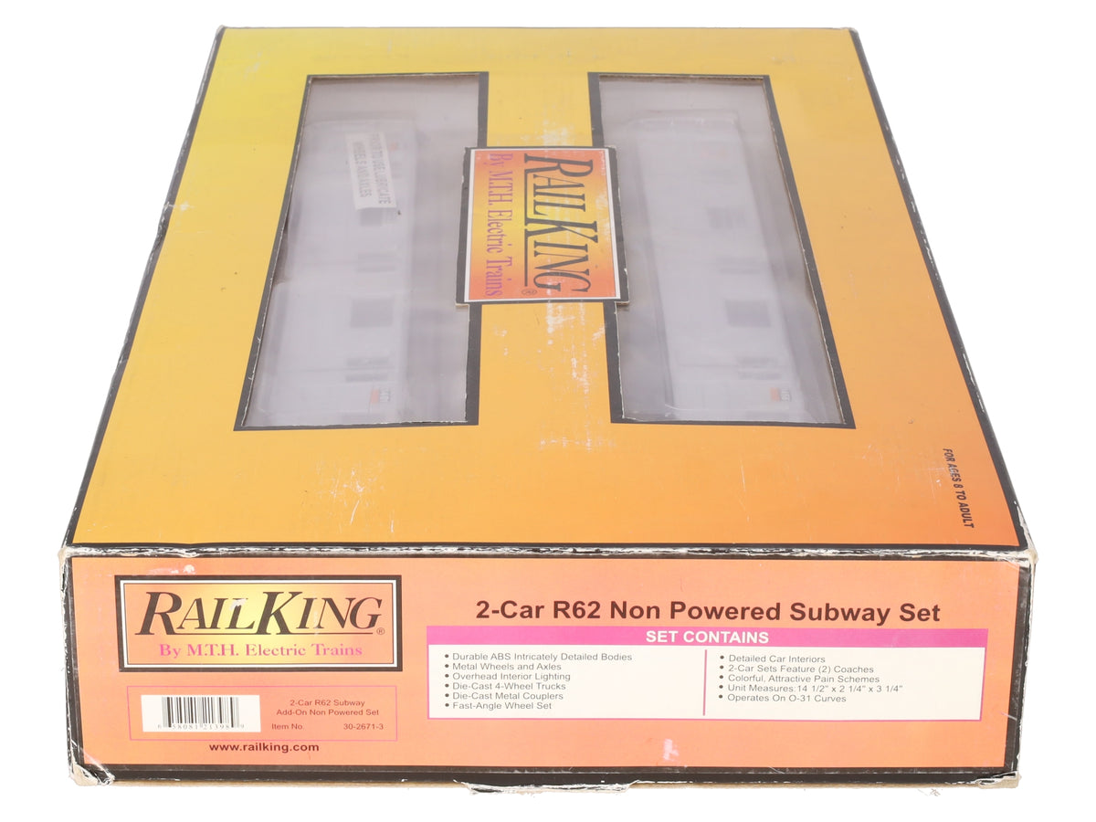 MTH 30-2671-3 O MTA R62 Subway Set Add-On Non-Powered Set (Set of 2)