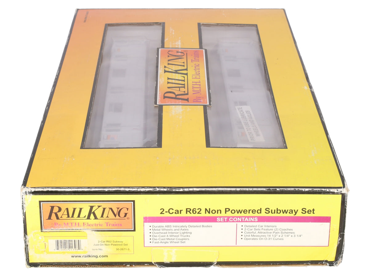 MTH 30-2671-3 O MTA R62 Subway Set Add-On Non-Powered Set (Set of 2)