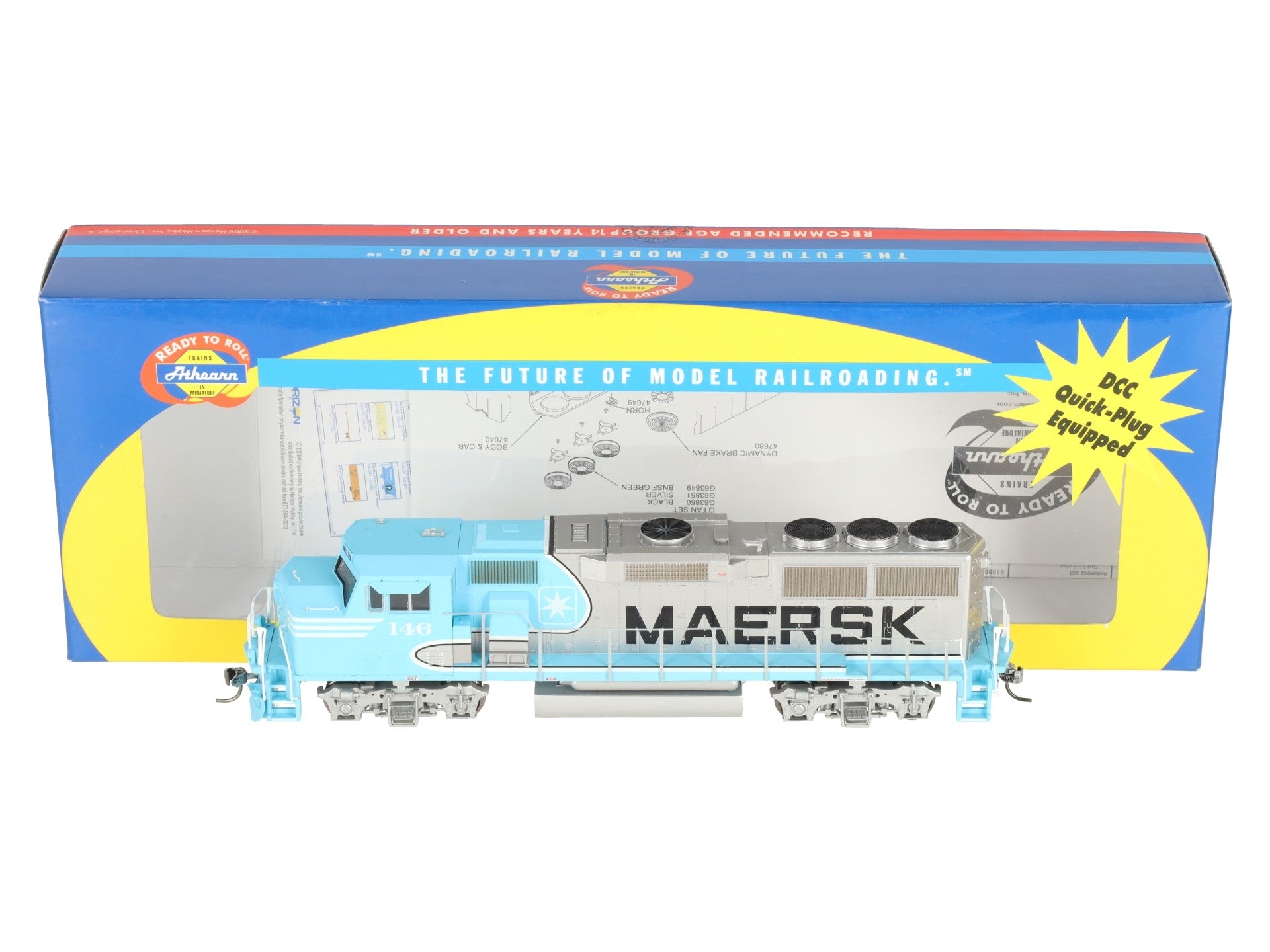 Athearn 91510 HO Scale Maersk GP60M Powered Diesel Locomotive #146 w/ DCC EX/Box