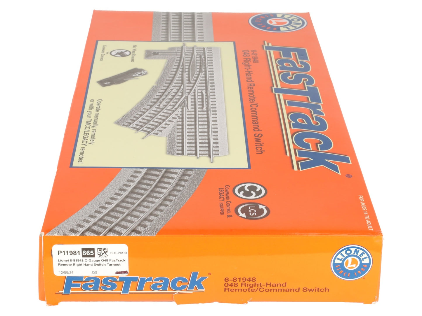Lionel 6-81948 O Gauge O48 FasTrack Remote Right Hand Switch Turnout EX/Box