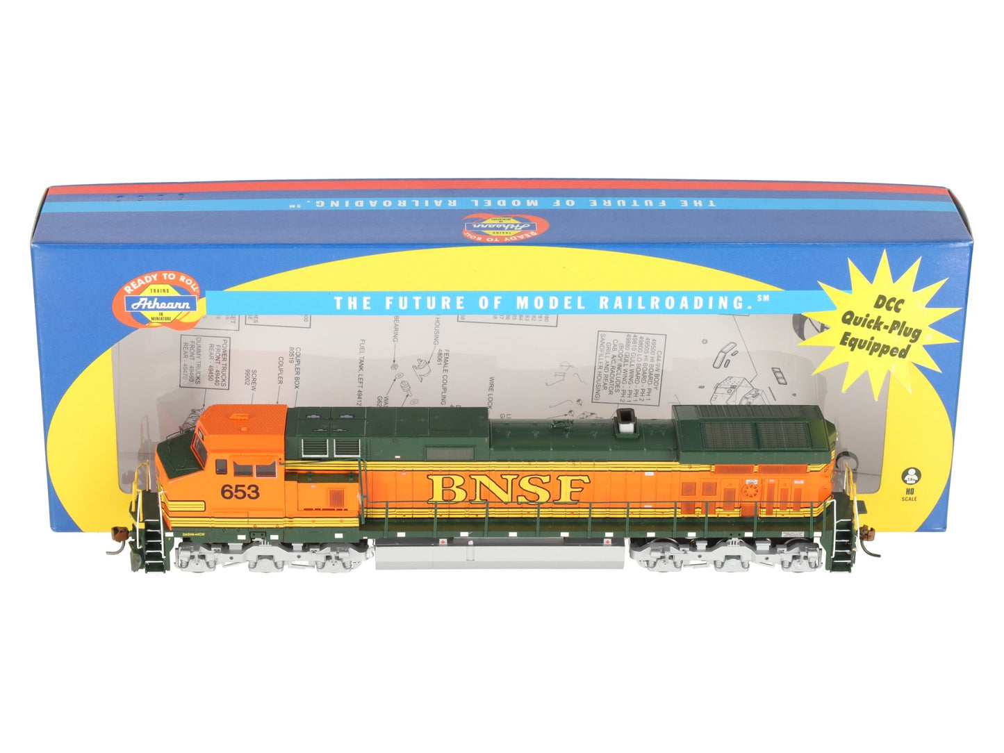 Athearn 78849 HO Scale Burlington Northern Santa Fe Heritage II Dash 9-44CW #653 EX/Box