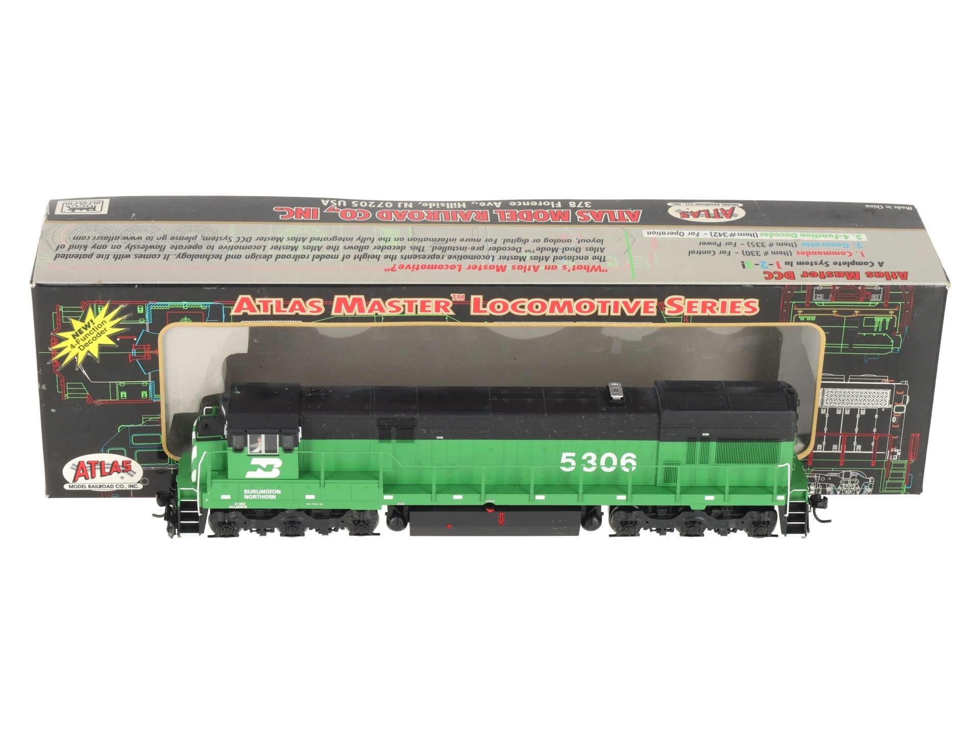 Atlas 7400 HO Burlington Northern GE U30C Diesel Locomotive #5306 w/DCC EX/Box