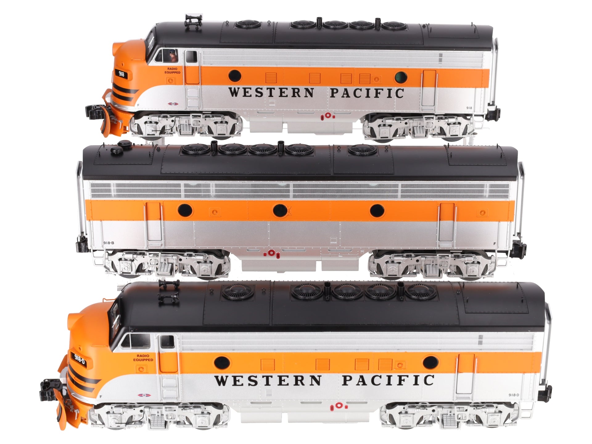 Lionel 6-34513 Western Pacific F7 A-B-A Diesel Locomotive Set #918-A/918-B/918-D LN/Box