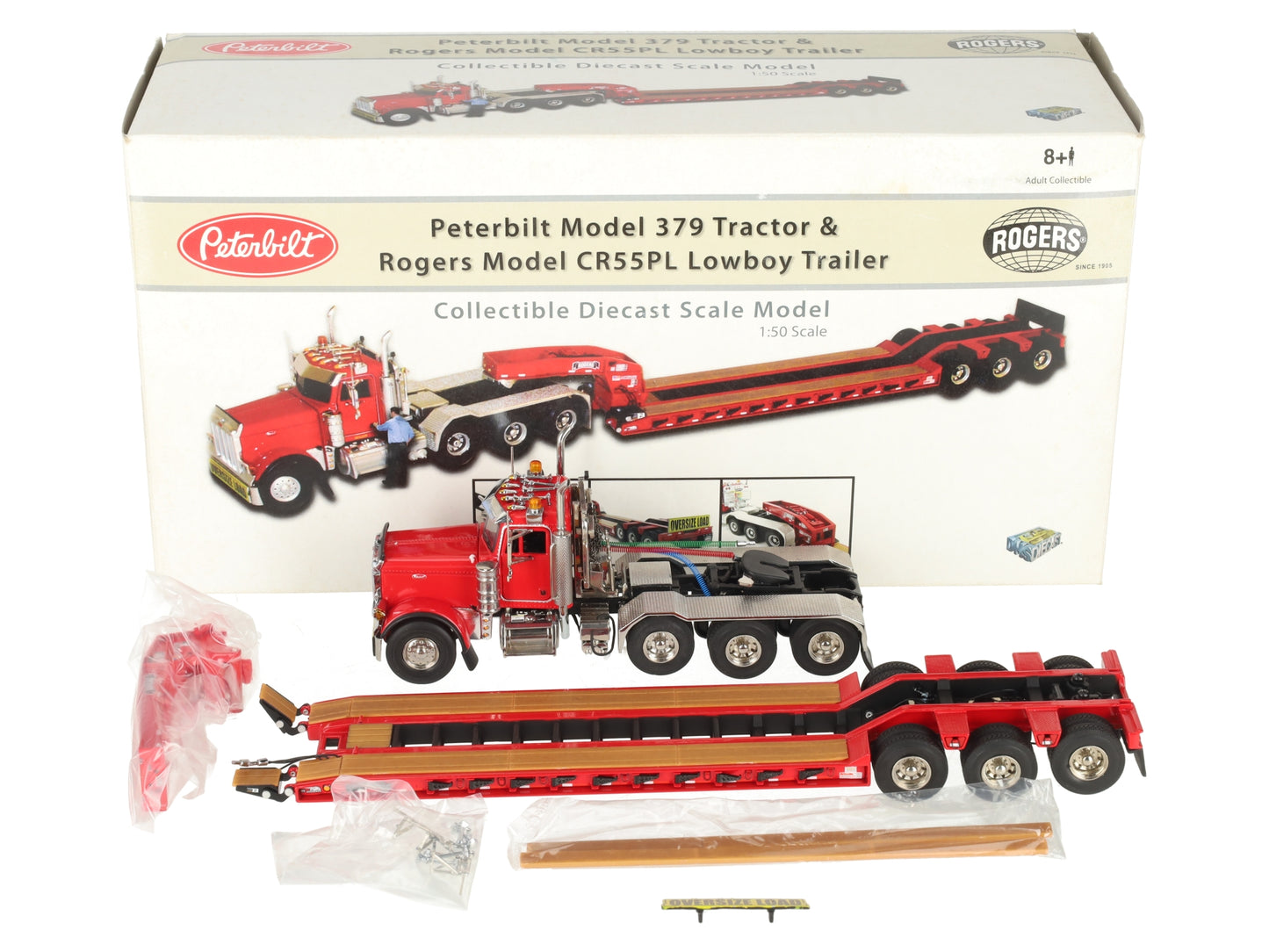 TWH Collectibles DHS0100 1:50 Diecast 379 Tractor w/ Rogers CR55PL LB Trailer NIB