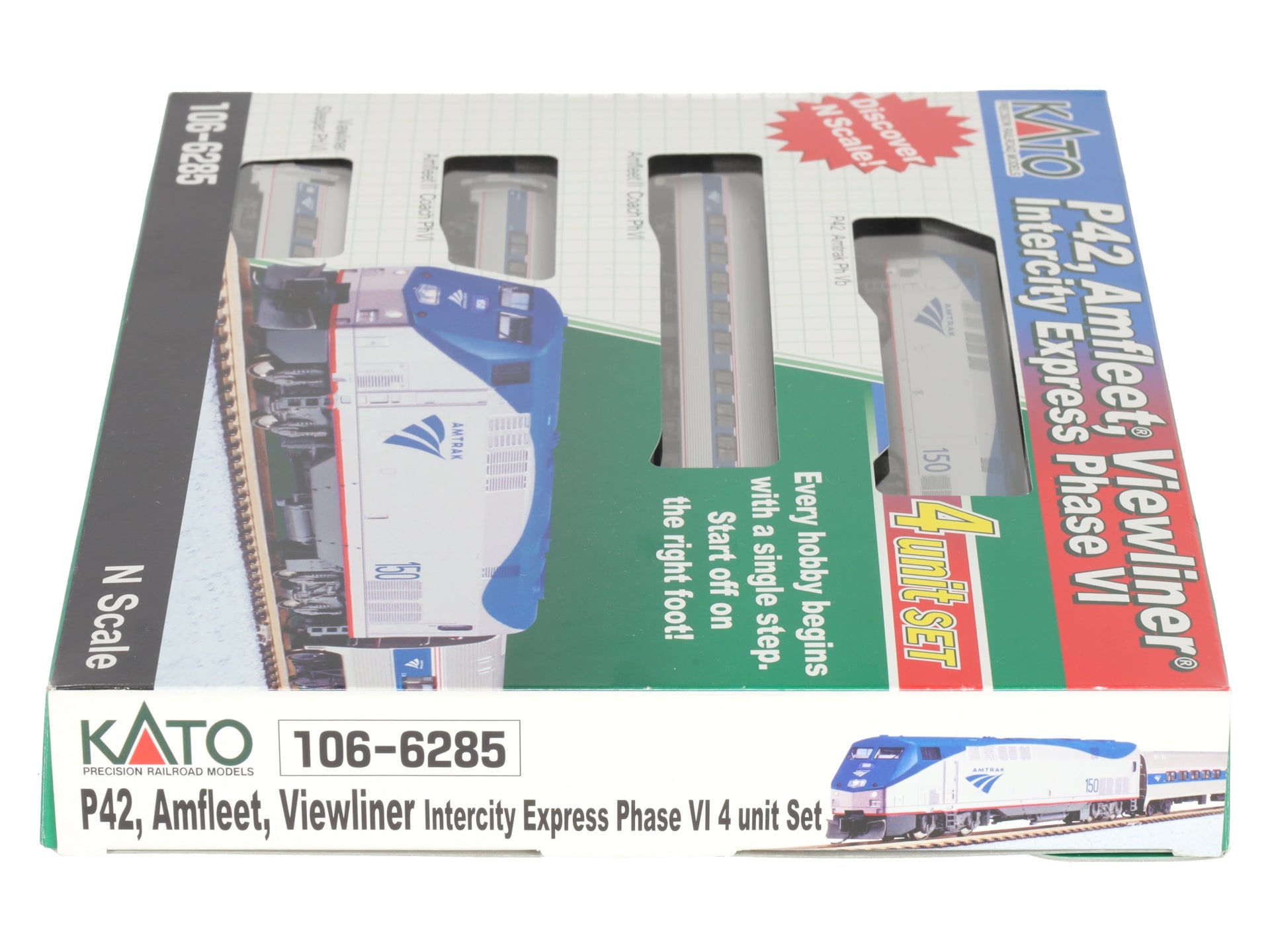 Kato 106-6285-DCC N Amtrak Amfleet GE P42 Phase VI N Gauge Diesel Train Set LN/Box