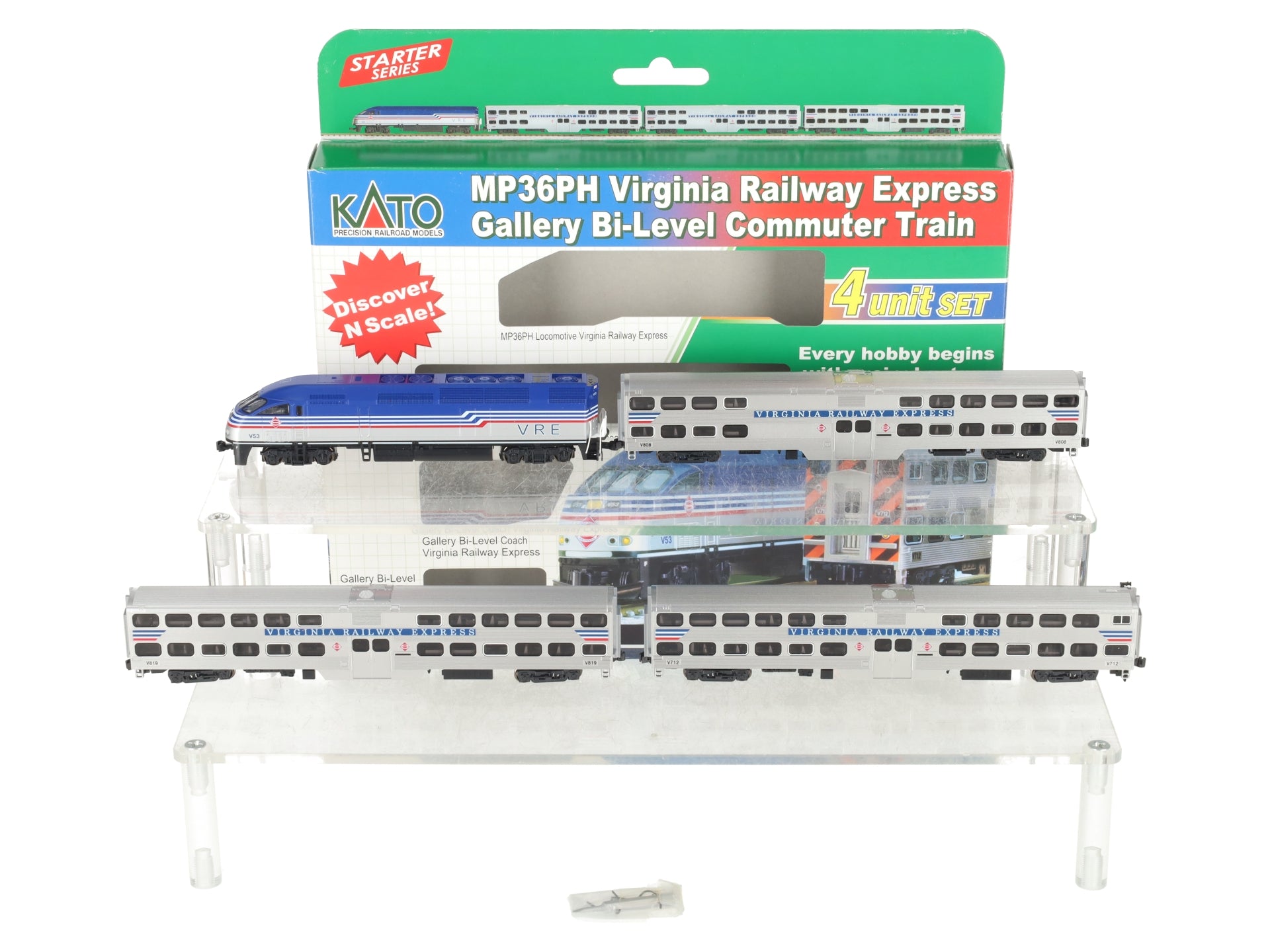Kato 106-8705-DCC VRE Gallery MP36PH N Gauge Bi-Level Commuter Train w/DCC LN/Box