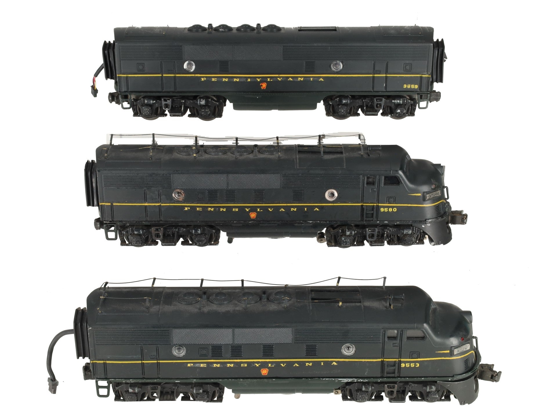 Lionel 2333 Vintage O Custom Pennsylvania RR F-3 ABA Diesel Set #9553/9559/9580