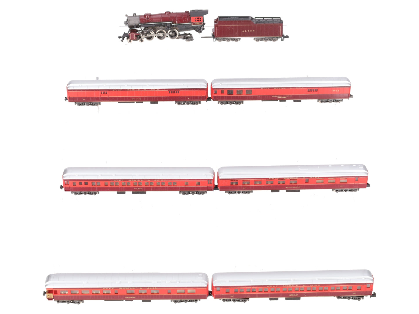 Con-Cor Gulf, Mobile & Ohio "Rebel" N Gauge Steam Passenger Train Set/Box