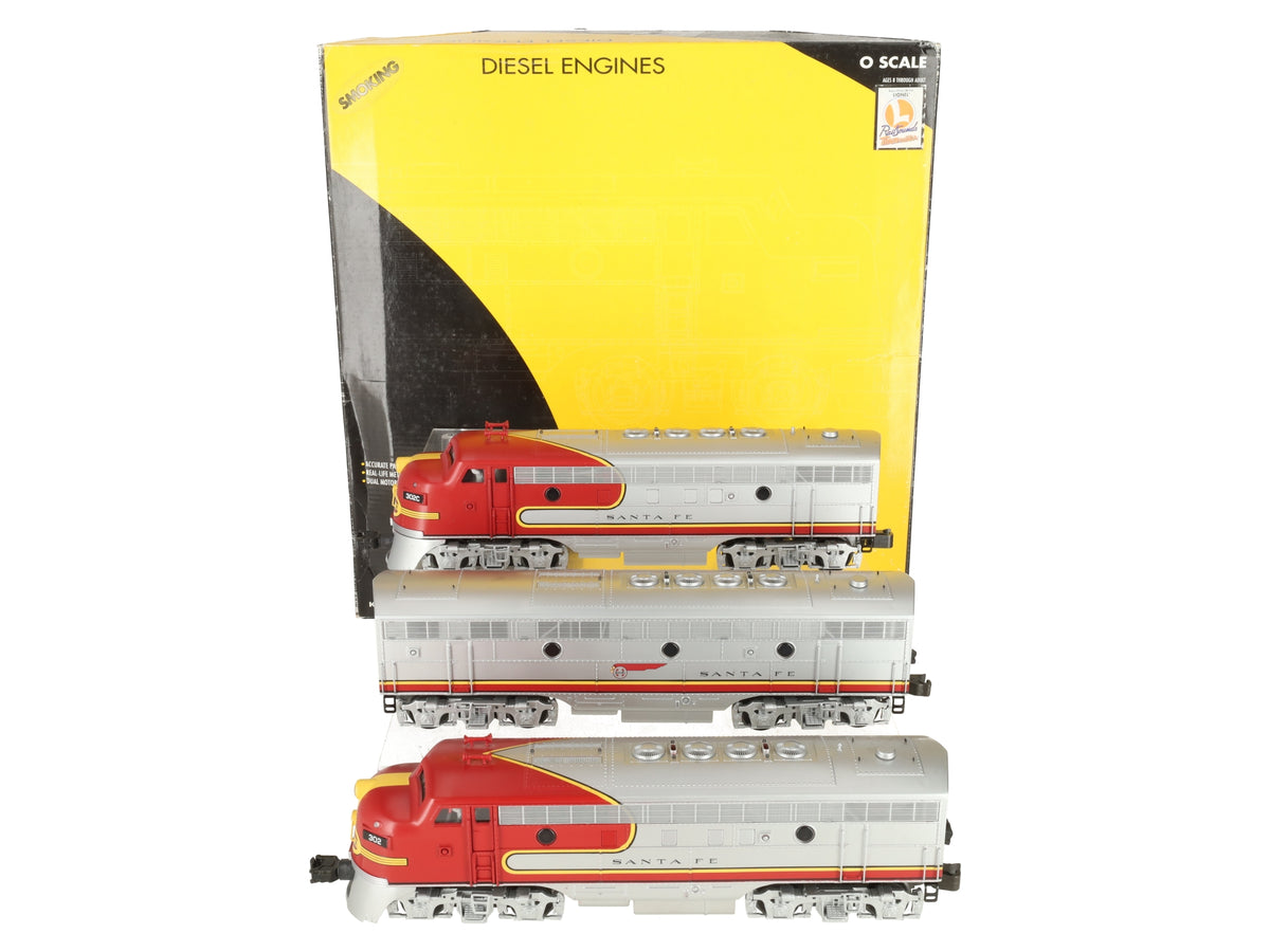 K-Line K25301 O Gauge Santa Fe ABA Diesel Locomotive Set w/TMCC #302 EX/Box