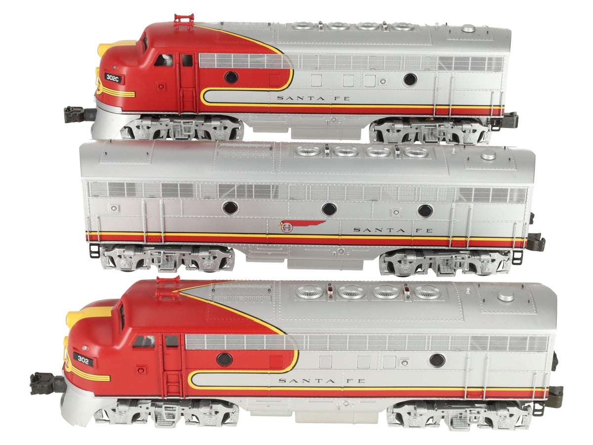 K-Line K25301 O Gauge Santa Fe ABA Diesel Locomotive Set w/TMCC #302 EX/Box