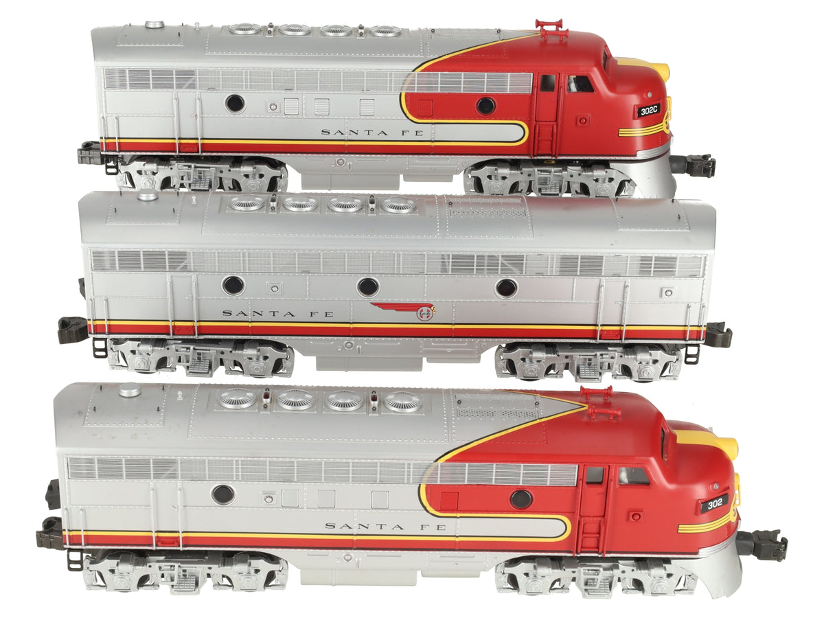 K-Line K25301 O Gauge Santa Fe ABA Diesel Locomotive Set w/TMCC #302 EX/Box