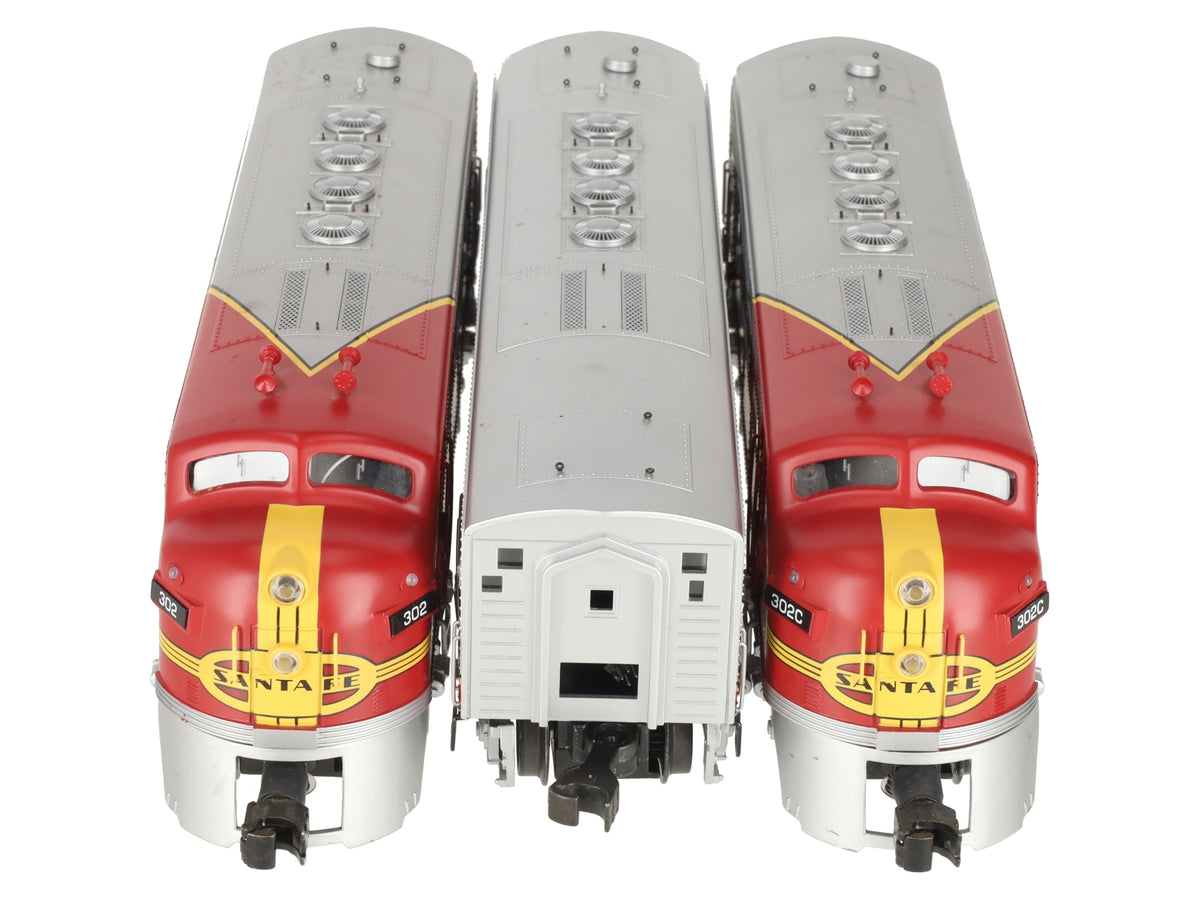 K-Line K25301 O Gauge Santa Fe ABA Diesel Locomotive Set w/TMCC #302 EX/Box