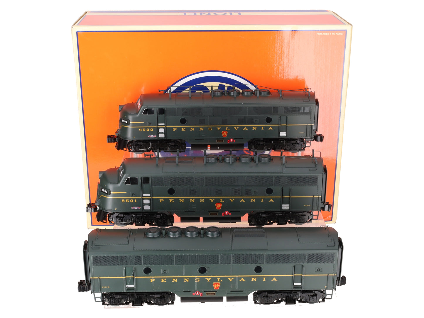 Lionel 6-14592 O Gauge Pennsylvania F3 ABA Diesel Locomotive Set w/TMCC VG/Box
