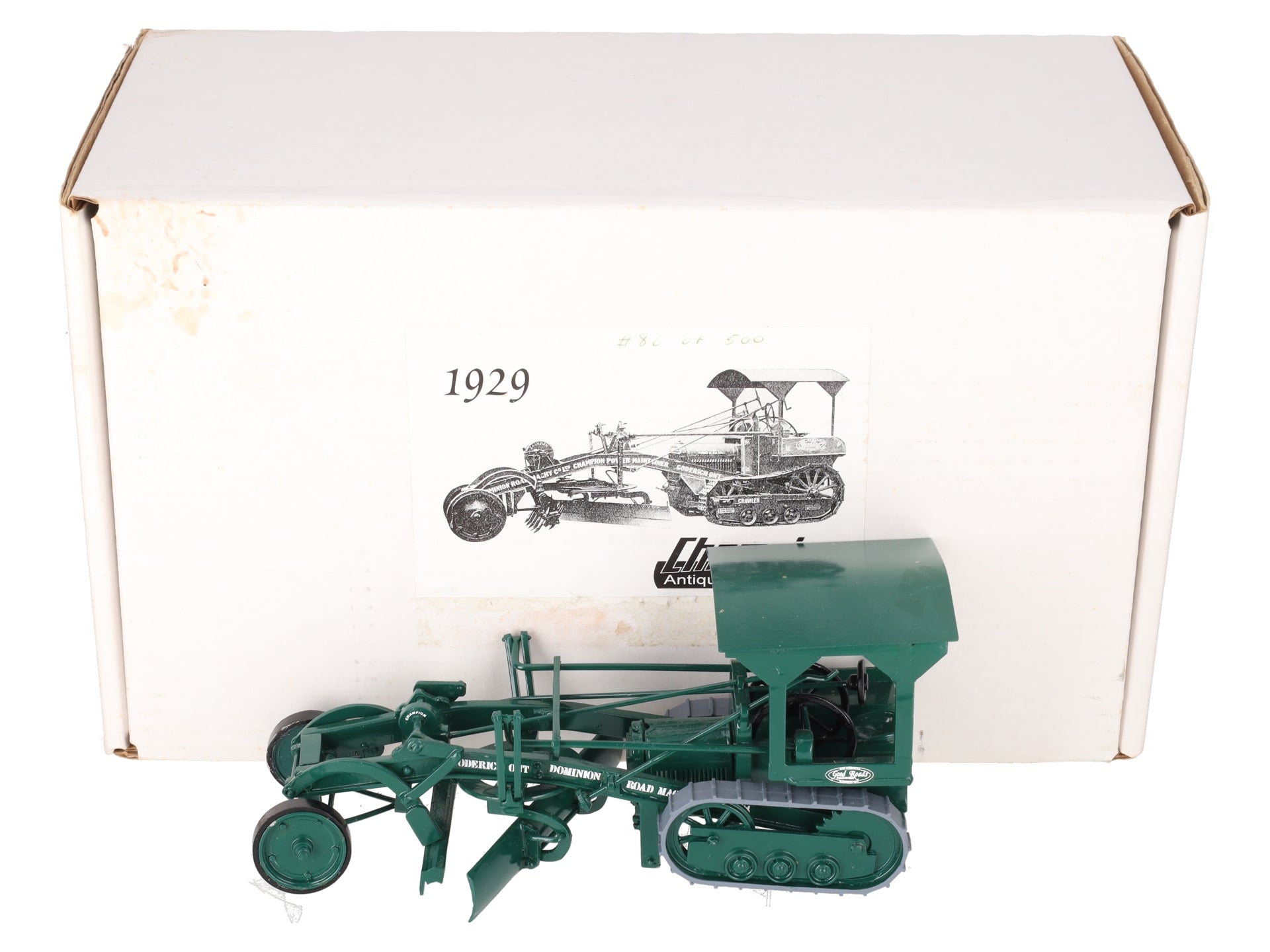 Dominion Road 1:32 Scale Diecast Champion 1929 Road Grader Green EX/Box