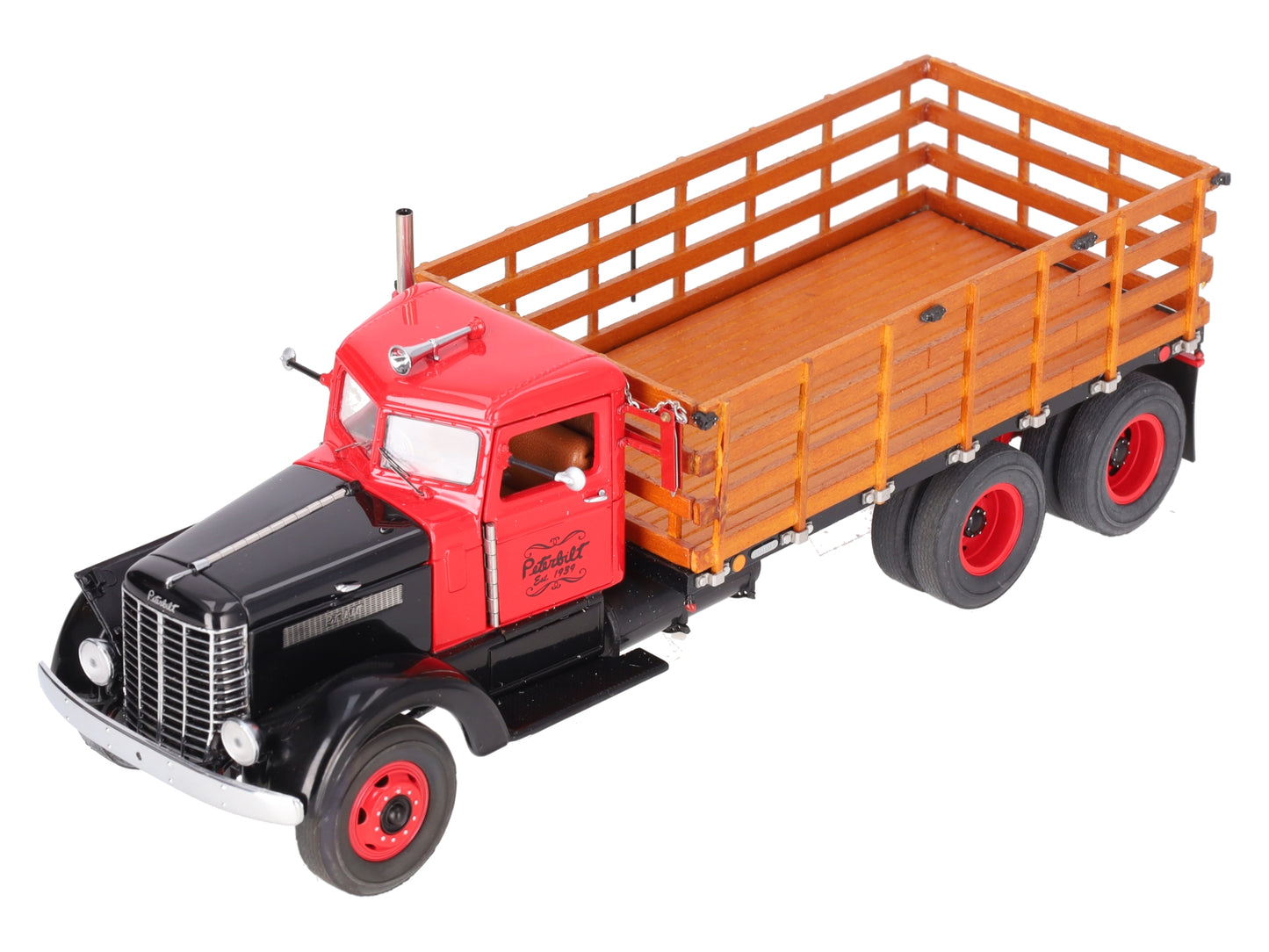 Franklin Mint B11U025 1:32 Peterbilt 1939 Stake Truck Red & Black LN/Box