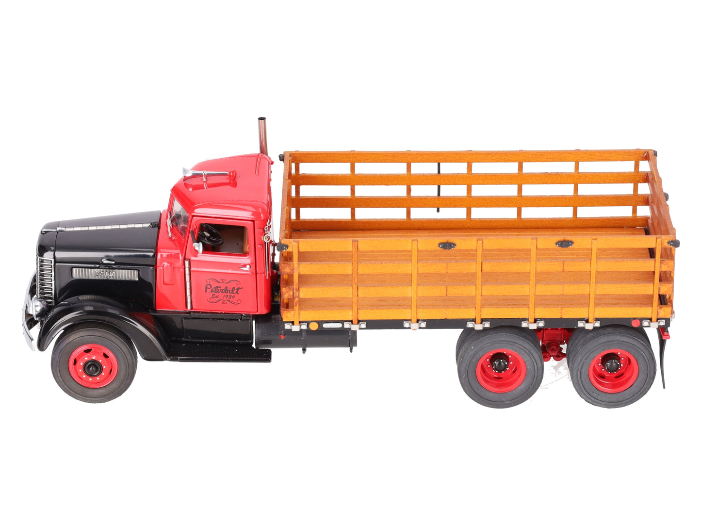 Franklin Mint B11U025 1:32 Peterbilt 1939 Stake Truck Red & Black LN/Box