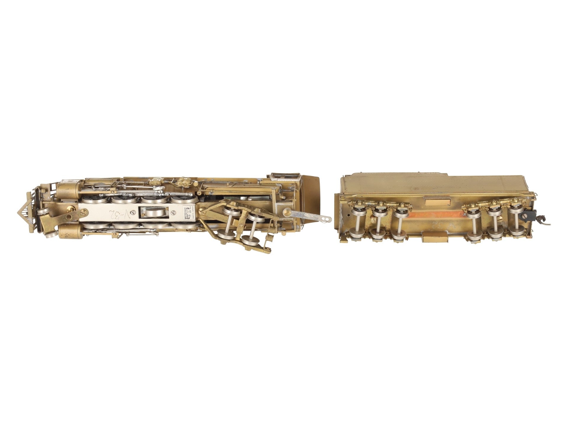 United Models HO Brass Santa Fe 2-8-4 Berkshire Steam Loco & Tender- Unpainted VG