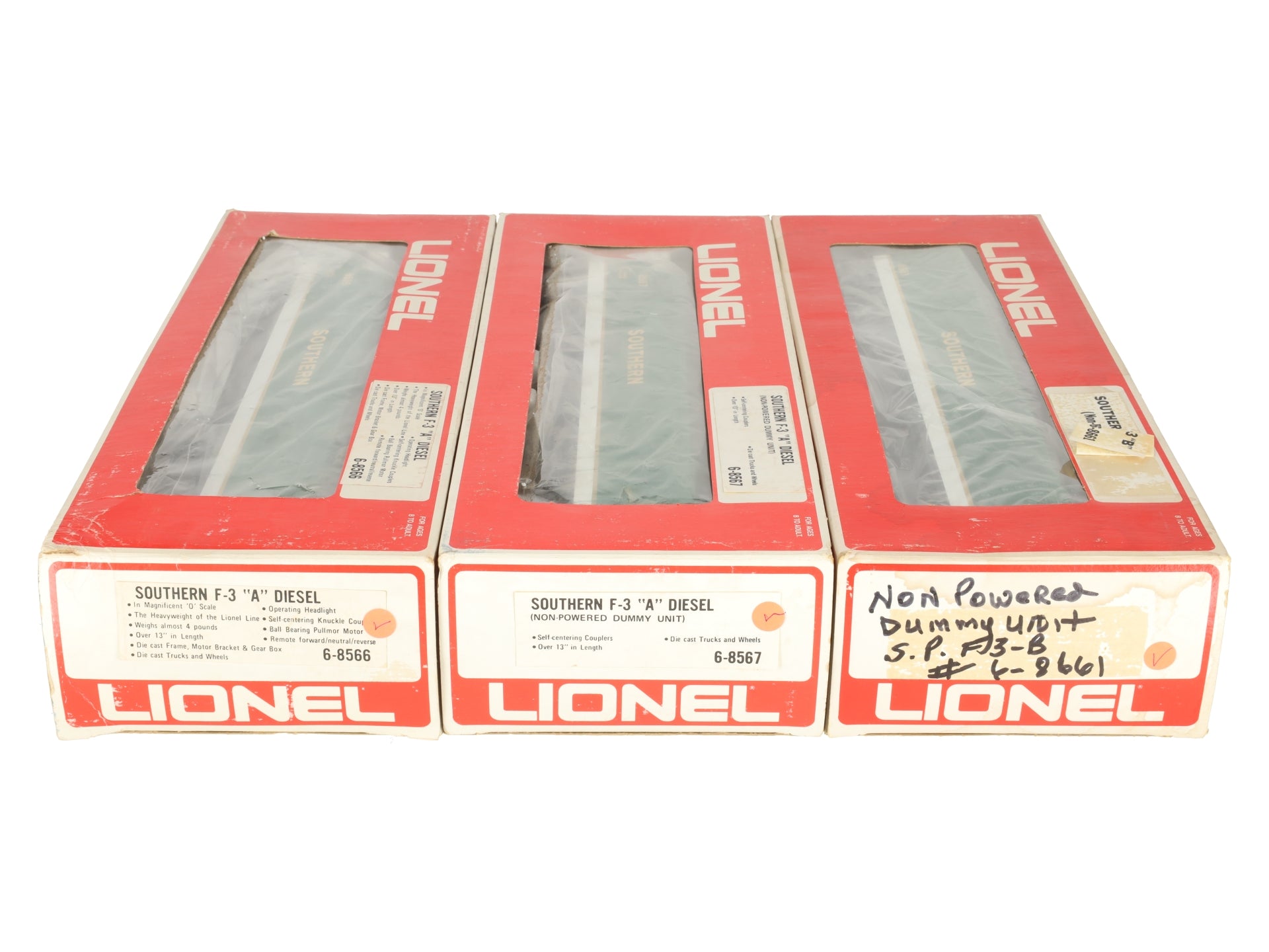 Lionel 6-8566 O Gauge Southern F-3 ABA Diesel Locomotive 8566, 8567, 8661 EX