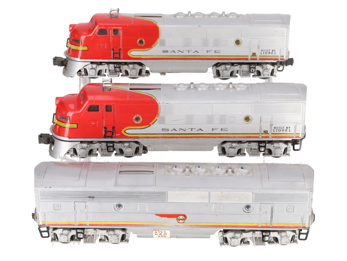Lionel 2343 Vintage O Santa Fe F3 ABA Diesel Locomotive Set VG/Box