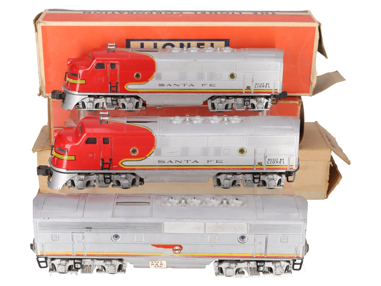 Lionel 2343 Vintage O Santa Fe F3 ABA Diesel Locomotive Set VG/Box