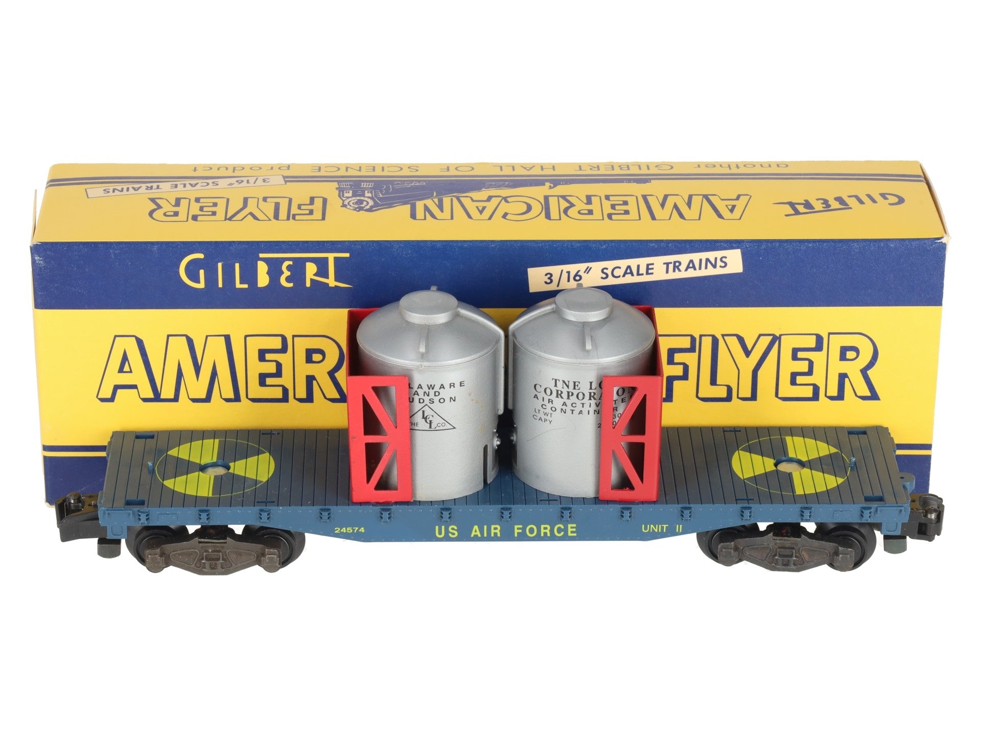 American Flyer 24574 Vintage S USAF Blue Yellow Rocket Fuel Transport Car VG/Box