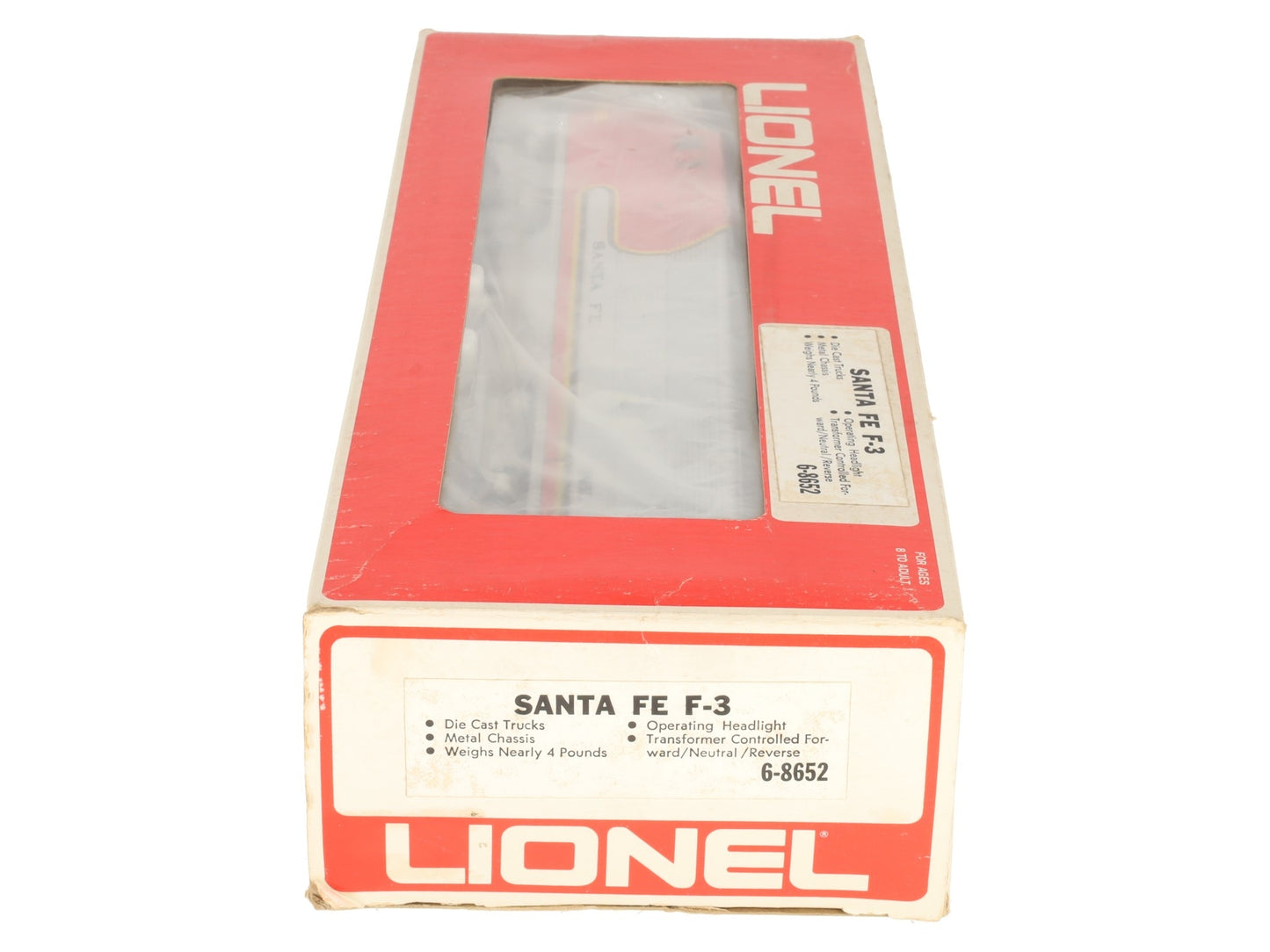 Lionel 6-8652 O Gauge Santa Fe F3 A-Unit Powered Diesel Locomotive #8652 EX/Box