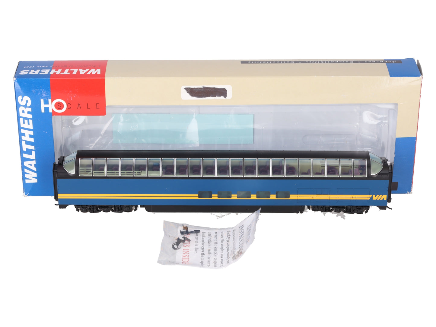 Walthers 932-6883 HO Scale VIA Pullman-Standard Super Dome Car EX/Box