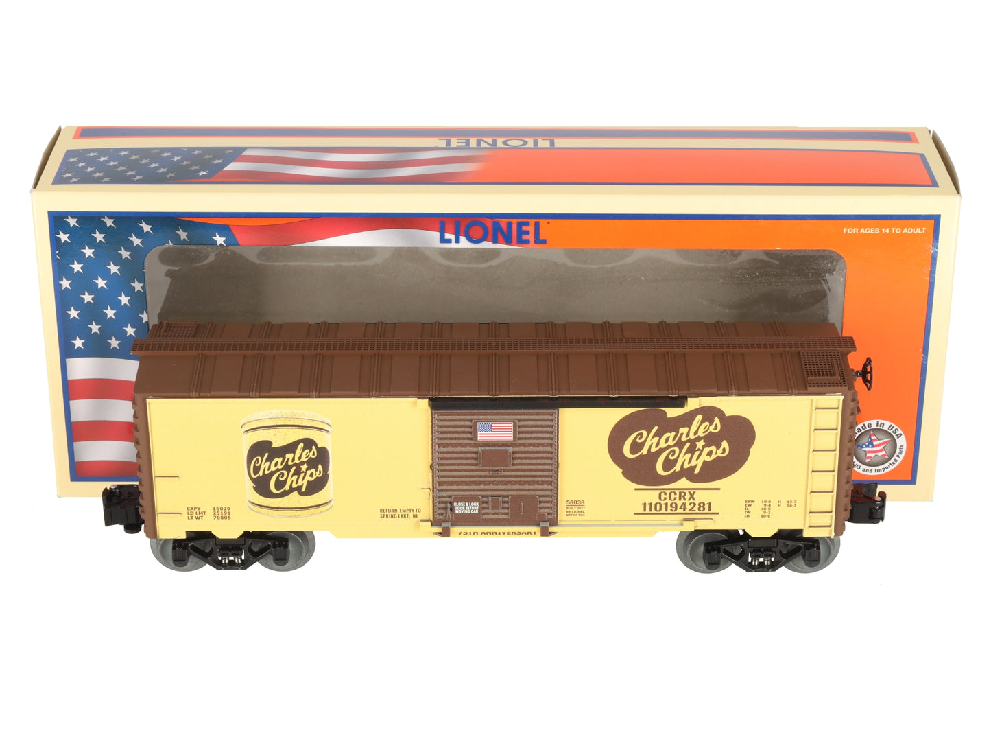 Lionel 6-58038 O Gauge METCA Exclusive Charles Chips 75th Ann. Boxcar #110194281 LN/Box