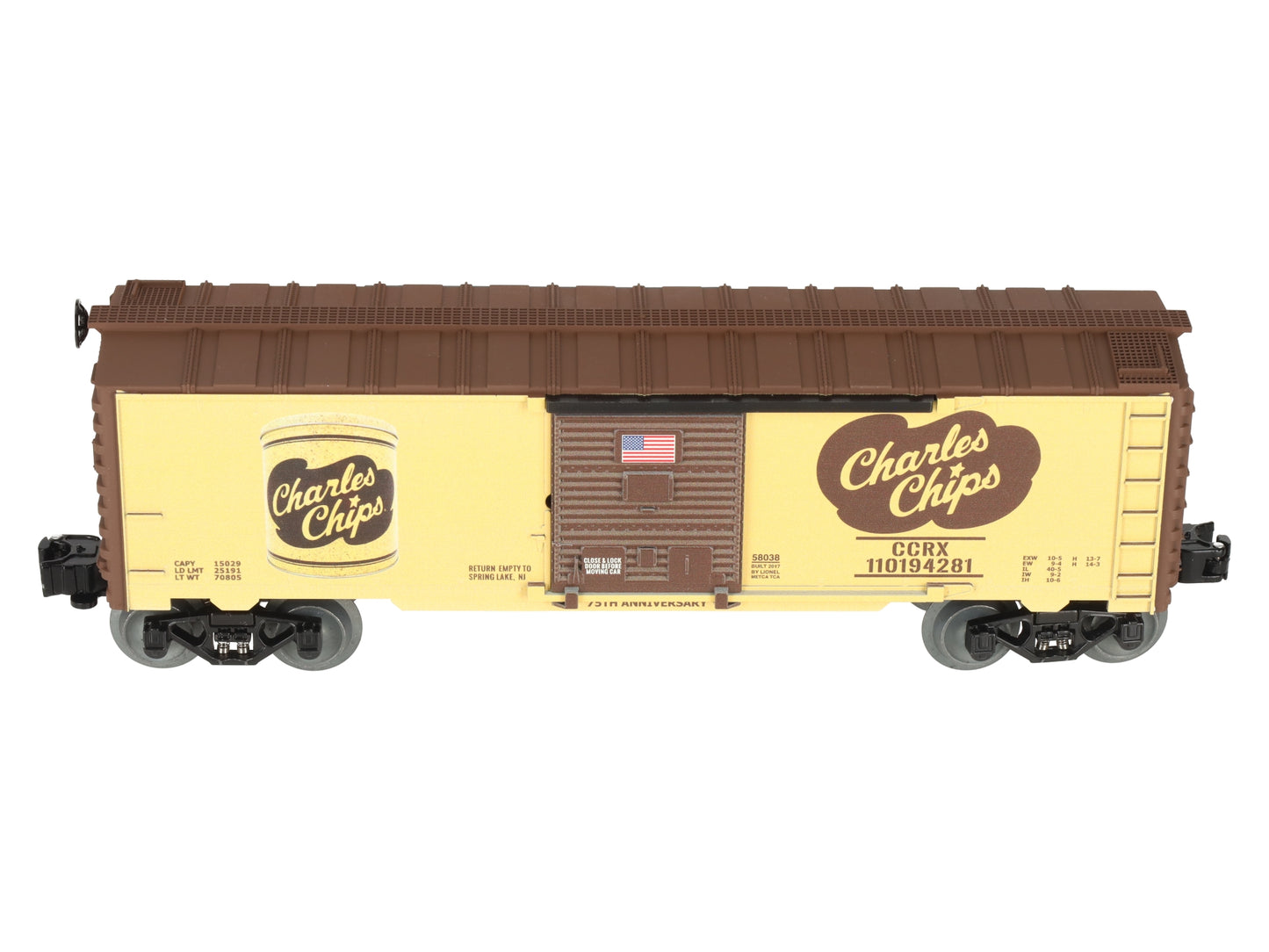 Lionel 6-58038 O Gauge METCA Exclusive Charles Chips 75th Ann. Boxcar #110194281 LN/Box