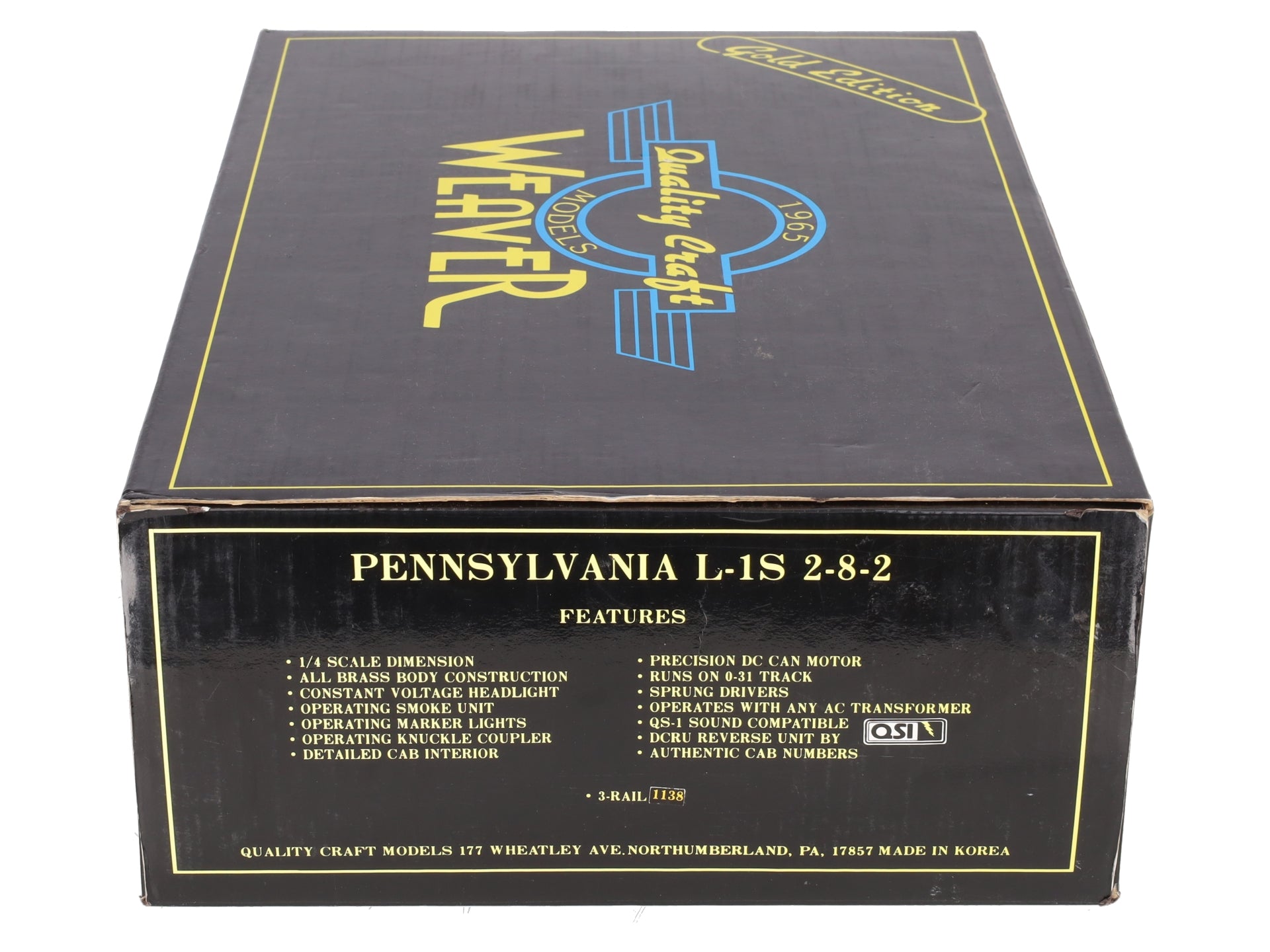 Weaver 1138 BRASS PRR 2-8-2 L-1S Mikado Steam Locomotive #1138 - 3 Rail LN/Box